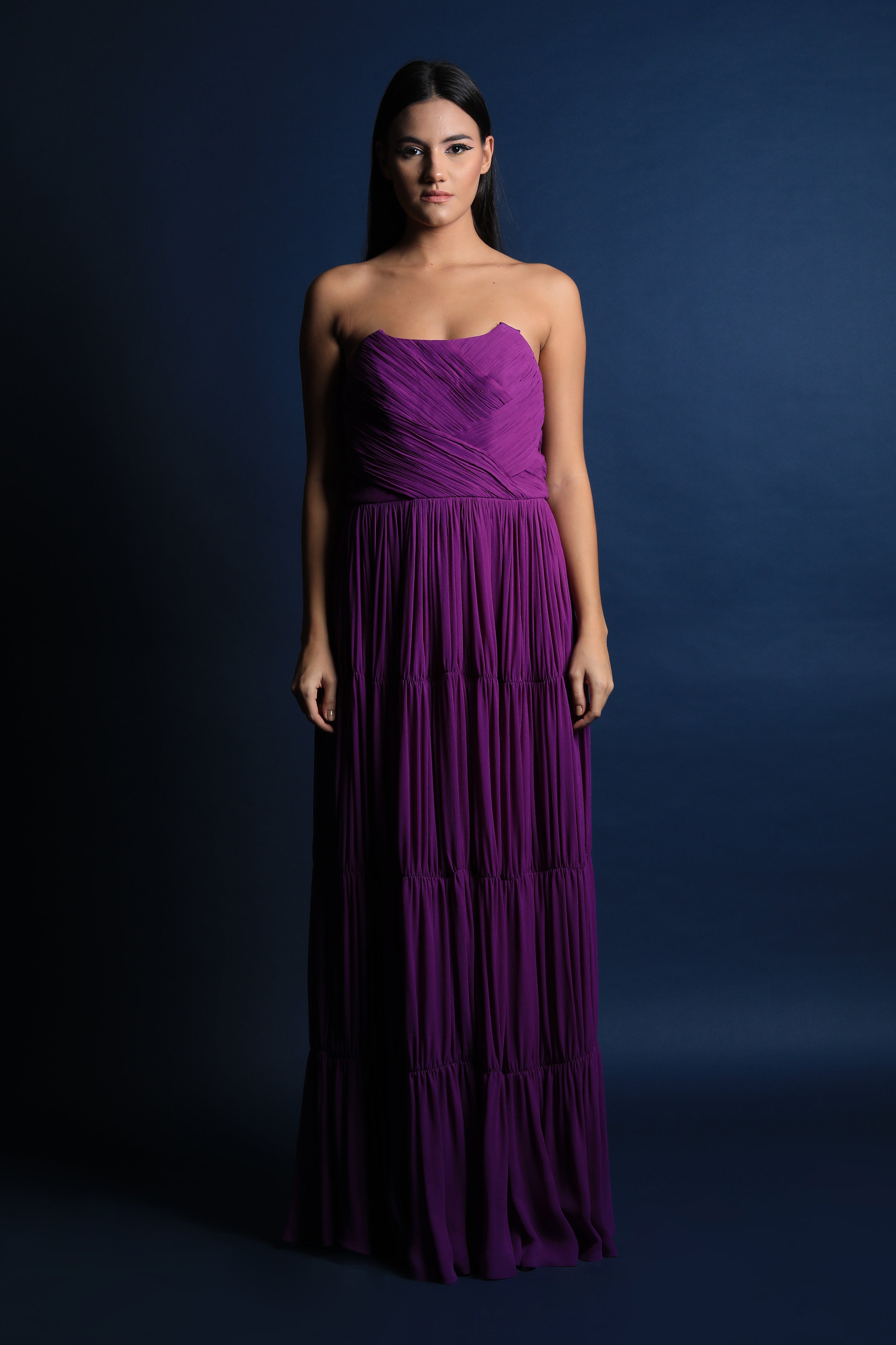 Corseted Ruched Gown