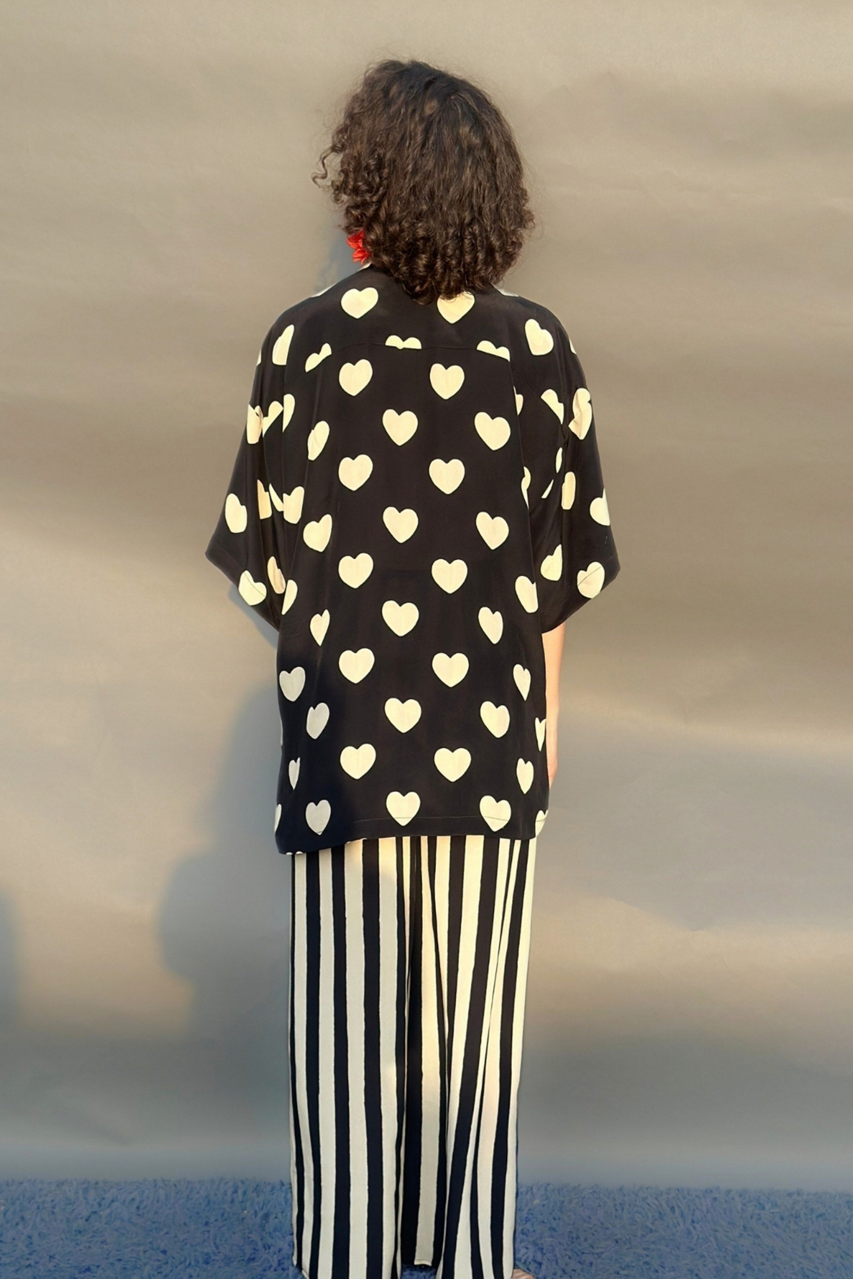 Black Heart Print No Armhole Shirt