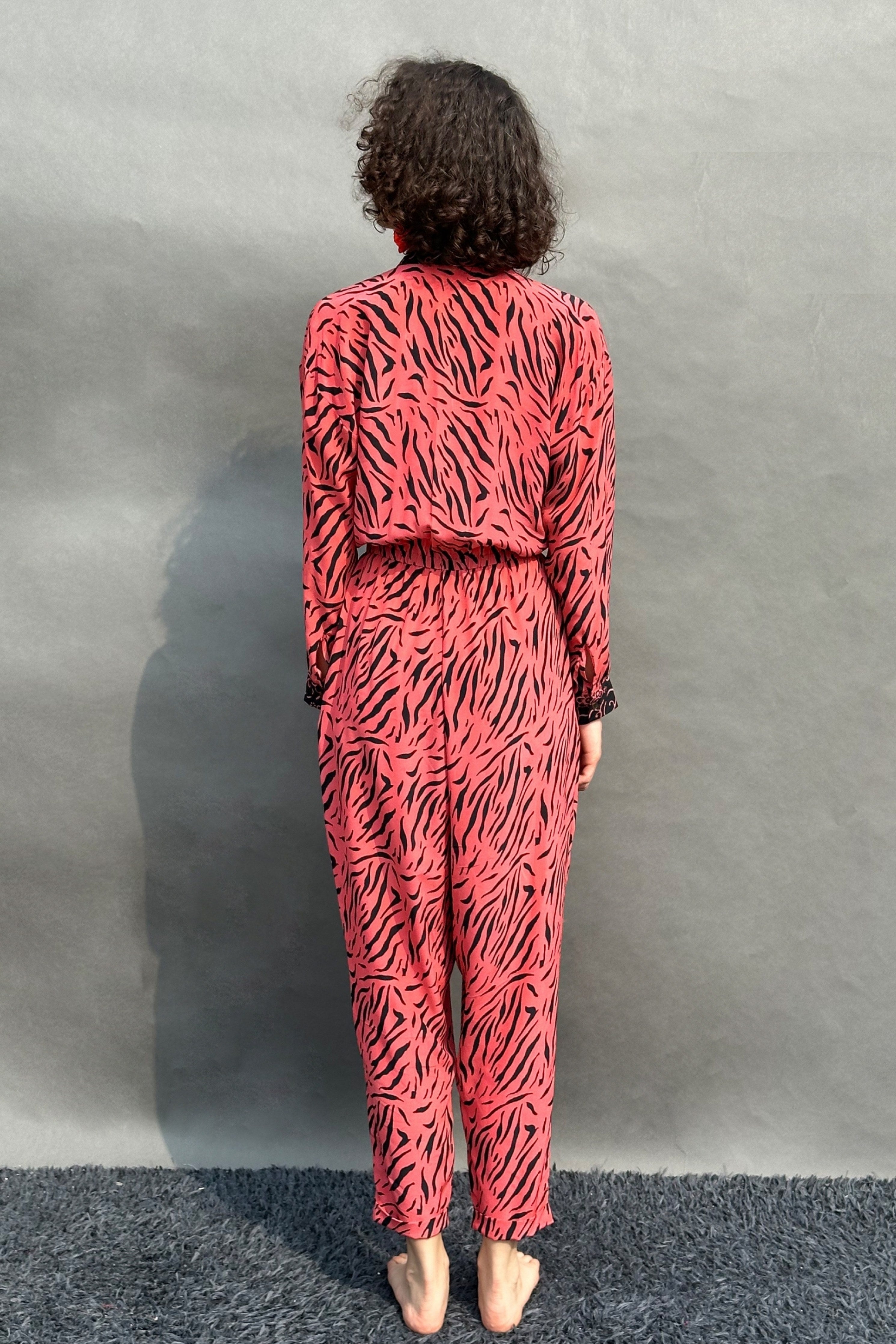 Coral & Black Floral Jumpsuit