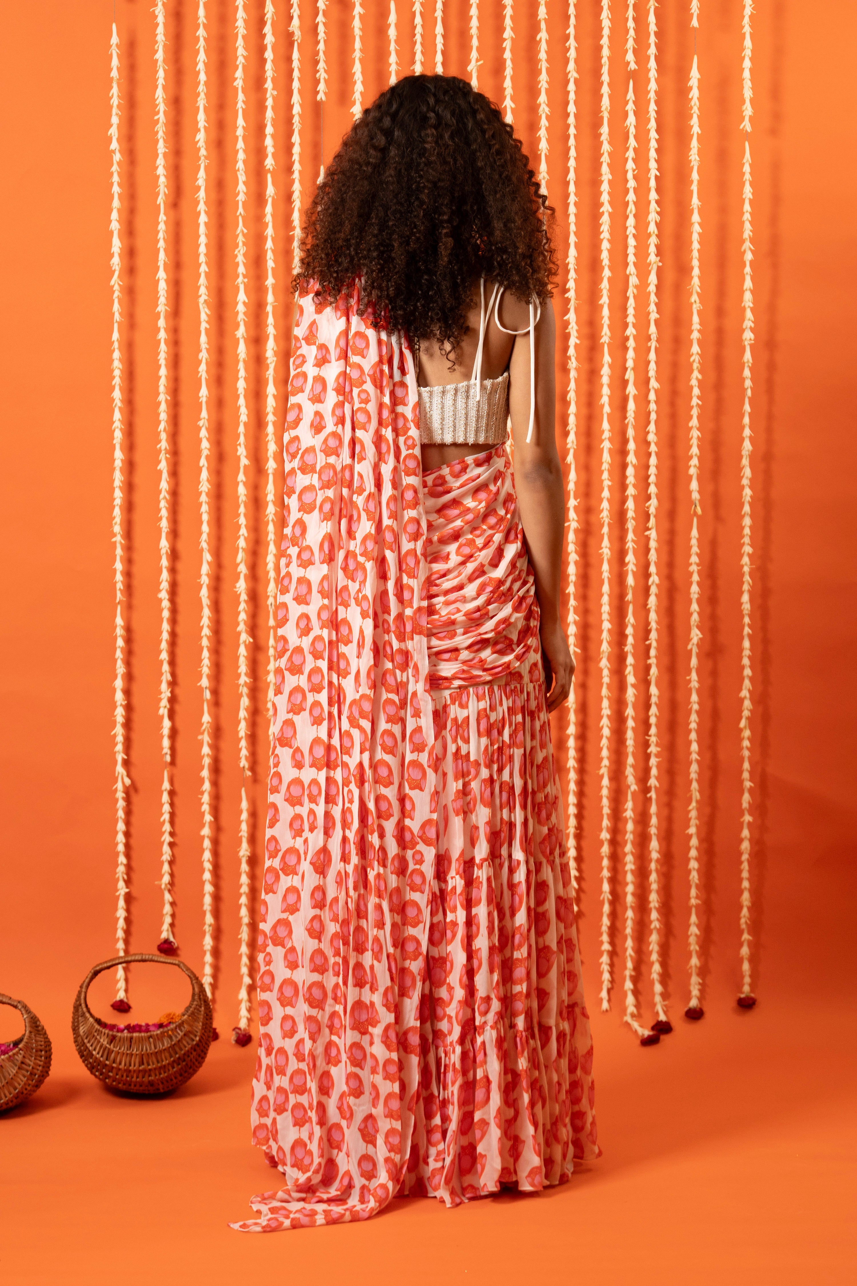 Pre Stitched Tiered Saree