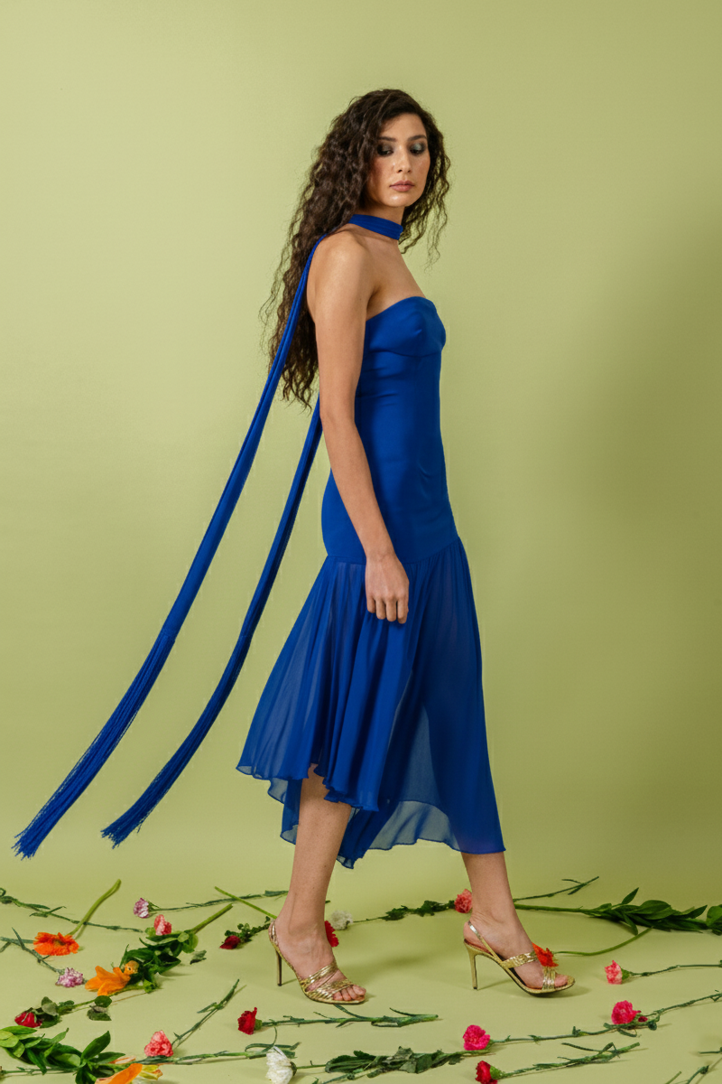 Royal Blue Tube Low Body Dress