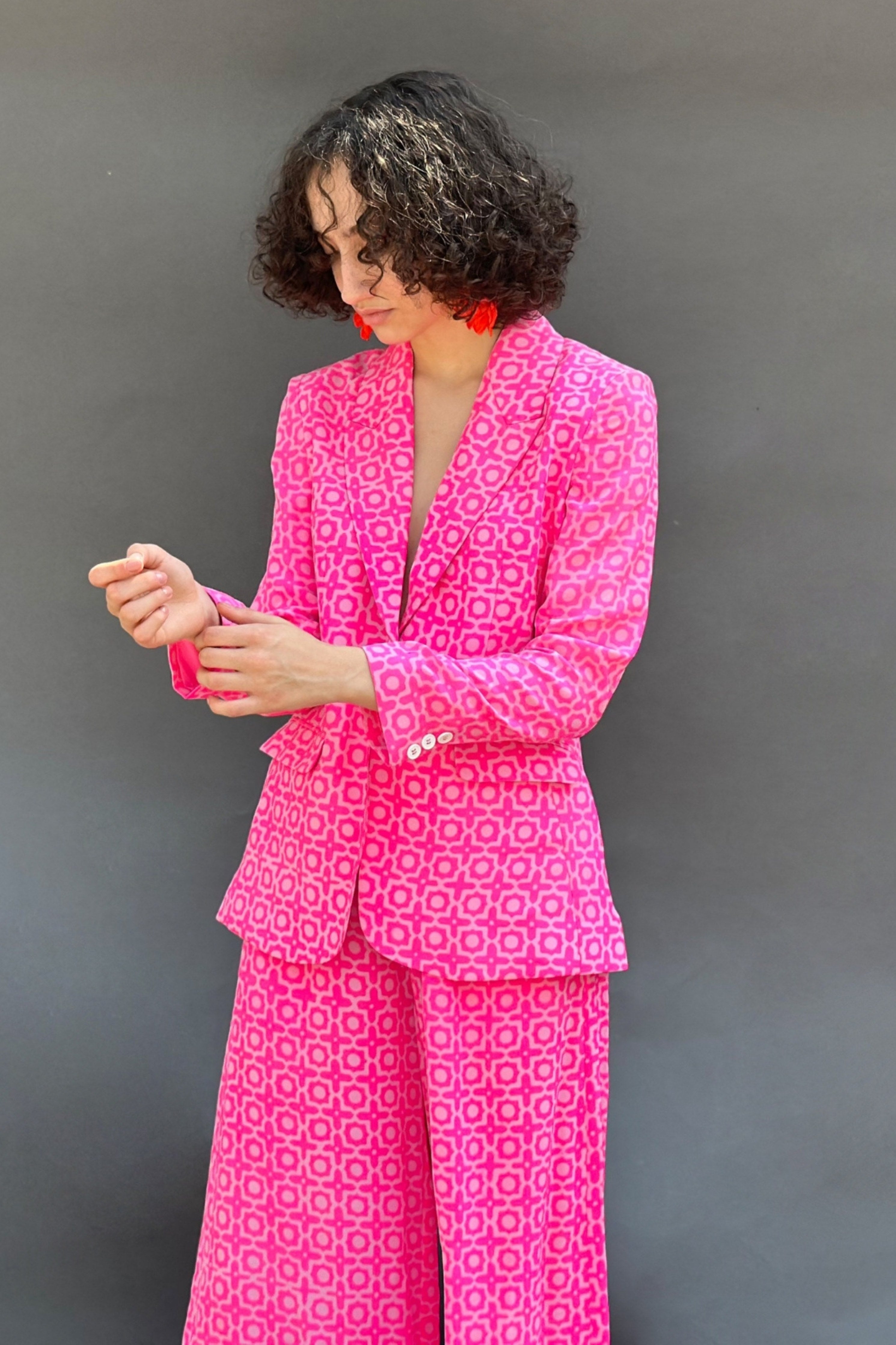 Honeycomb Printed Blazer Pants Set