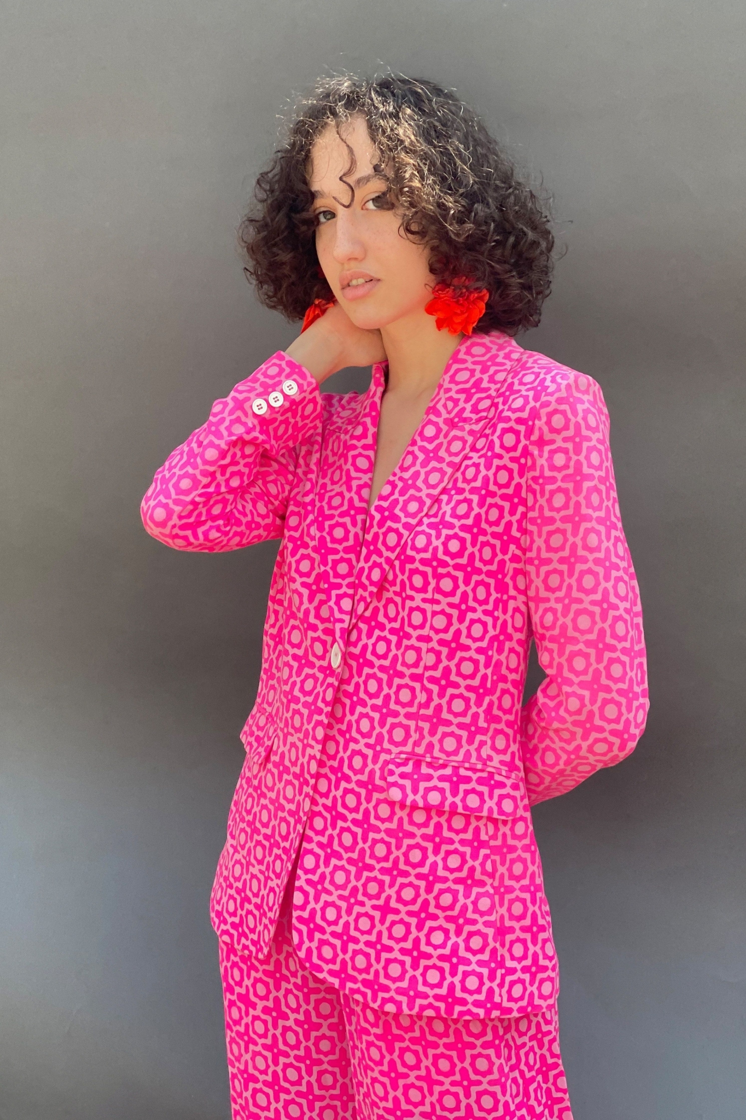 Honeycomb Printed Blazer Pants Set