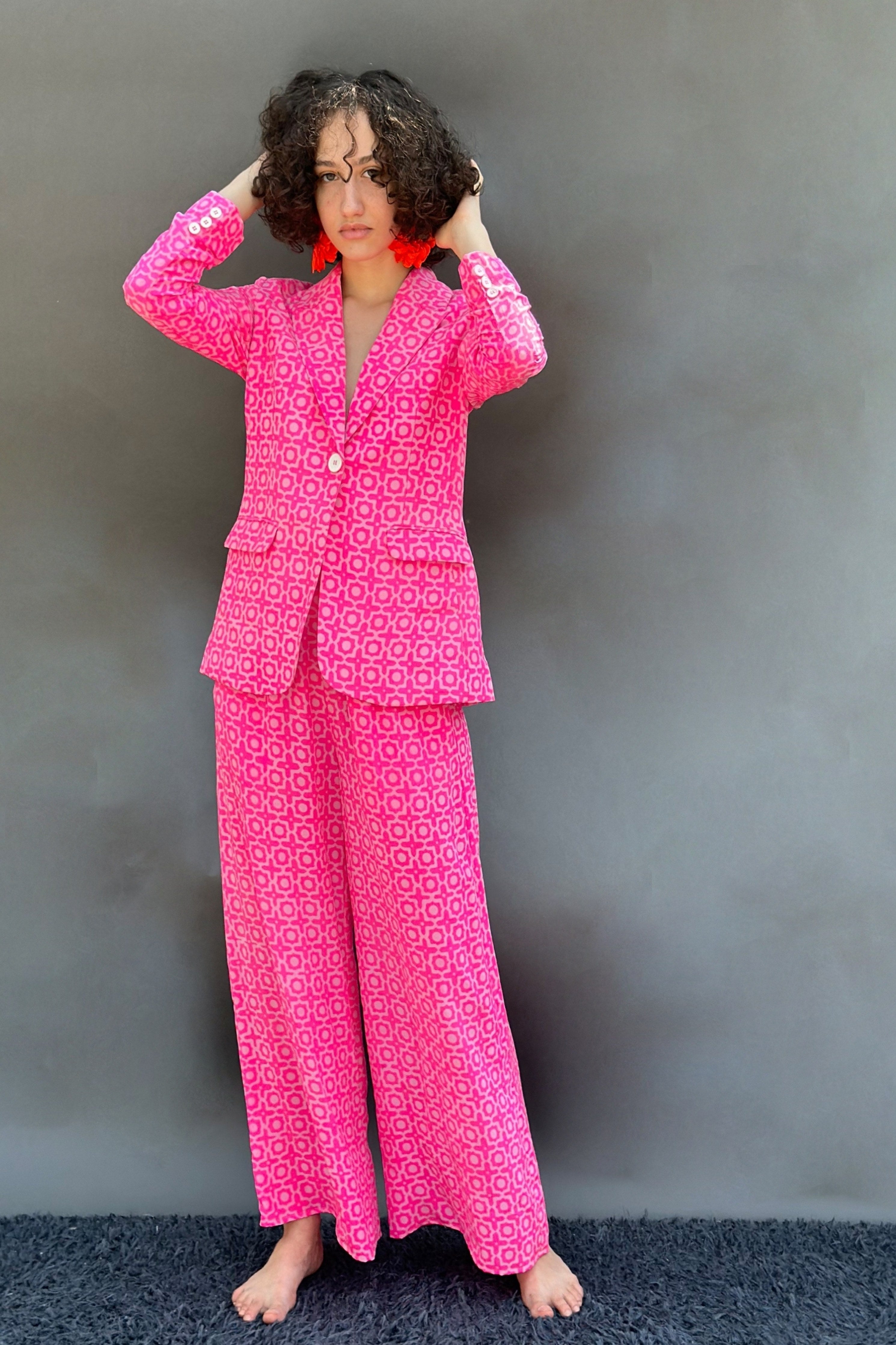 Honeycomb Printed Blazer Pants Set