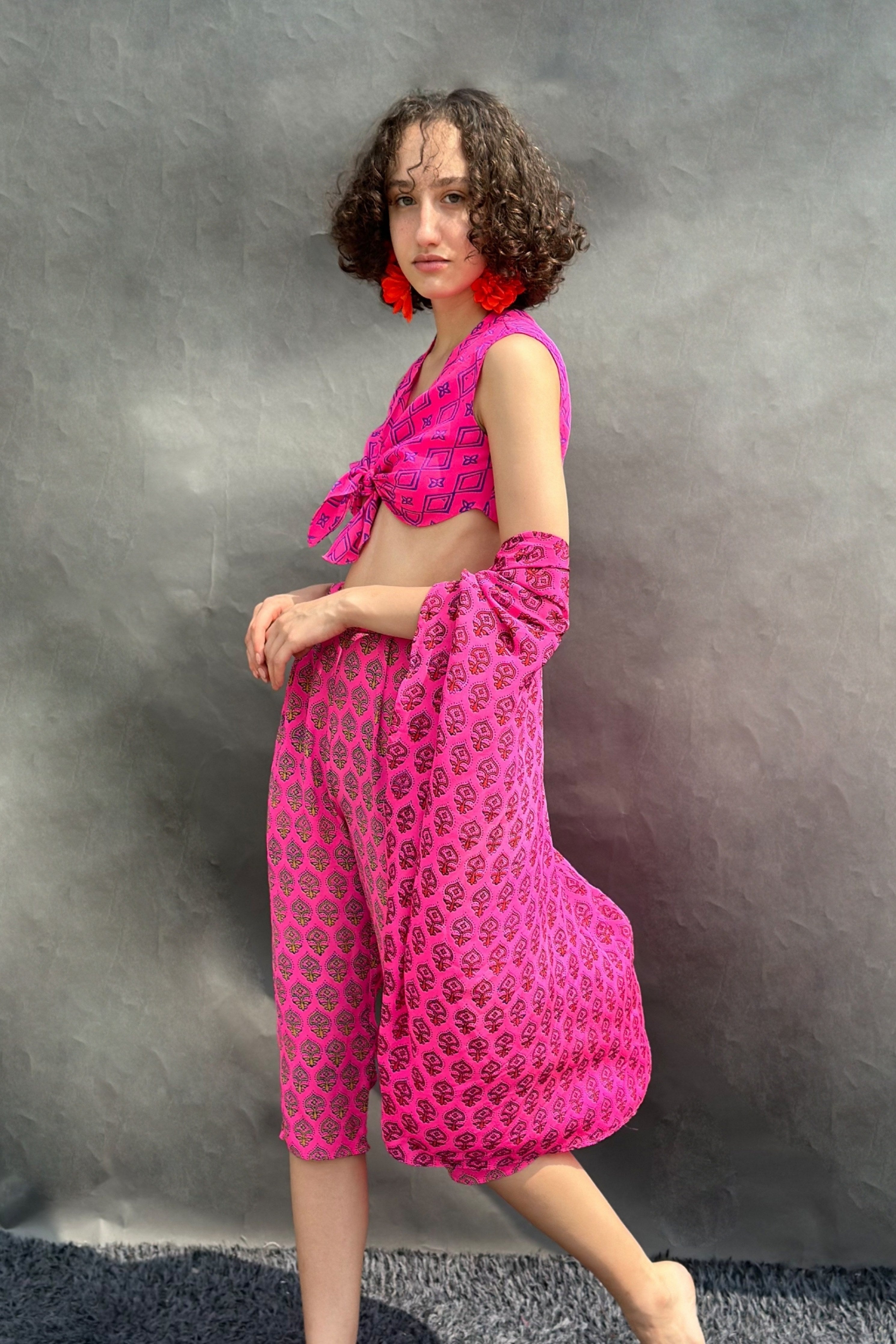 Crop Top Cropped Pants & Cape Set