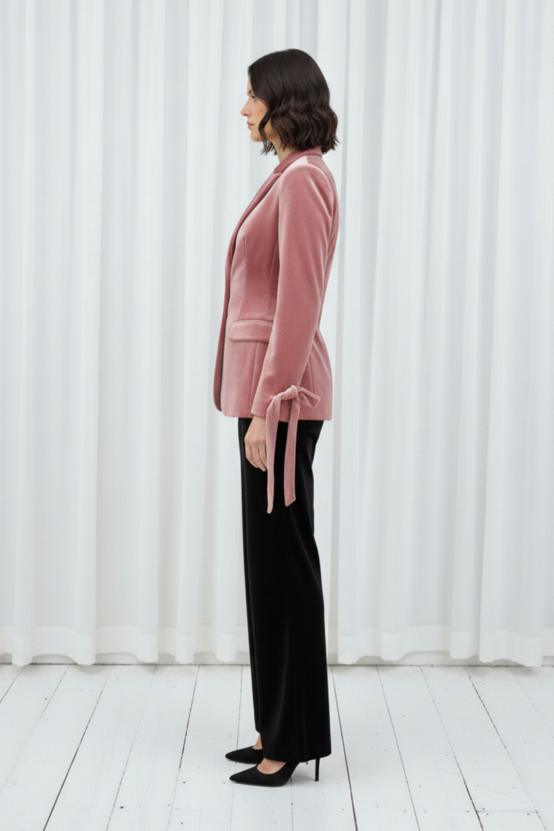 Coat Collar Blazer With Sleeves Belt