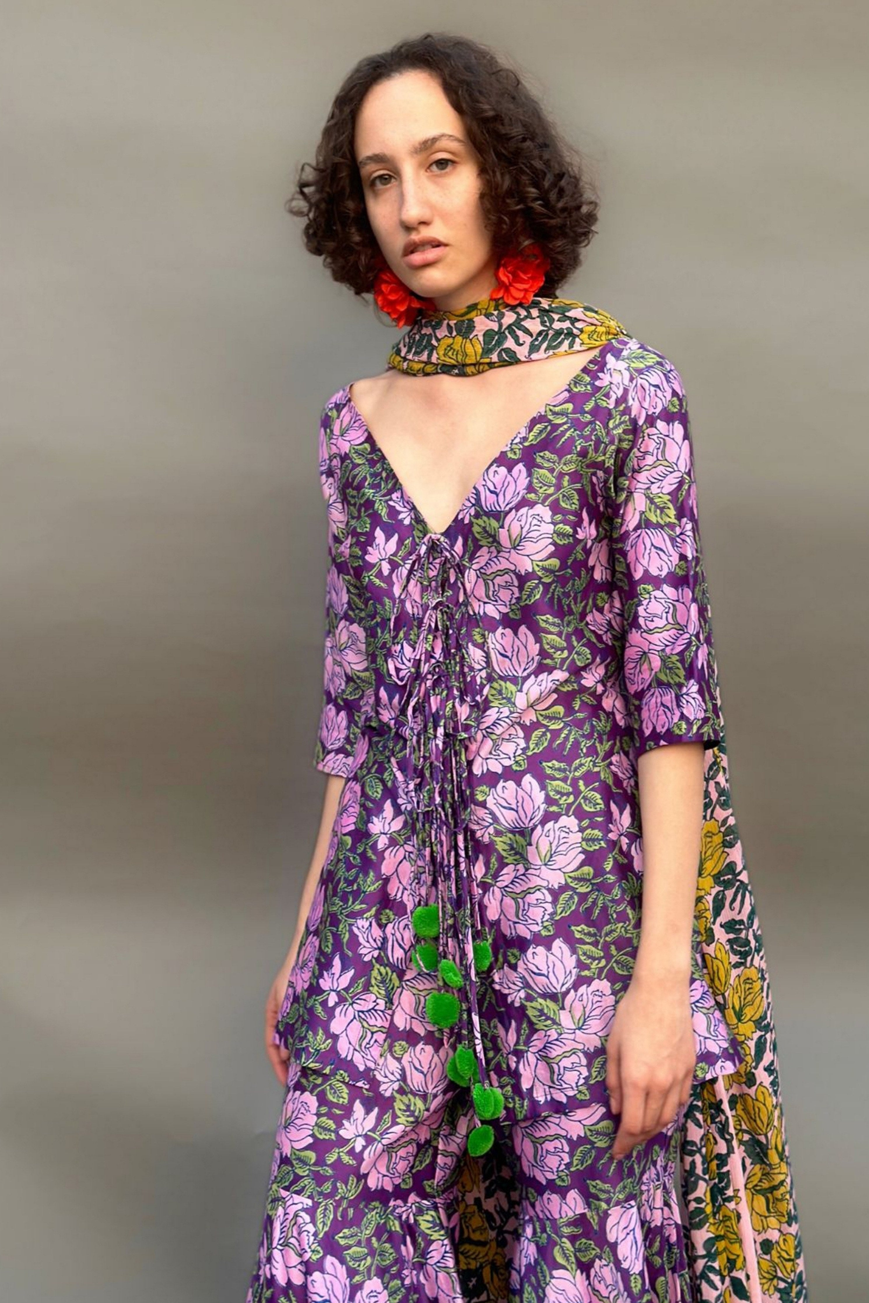 Purple Floral Kurta & Sharara Set