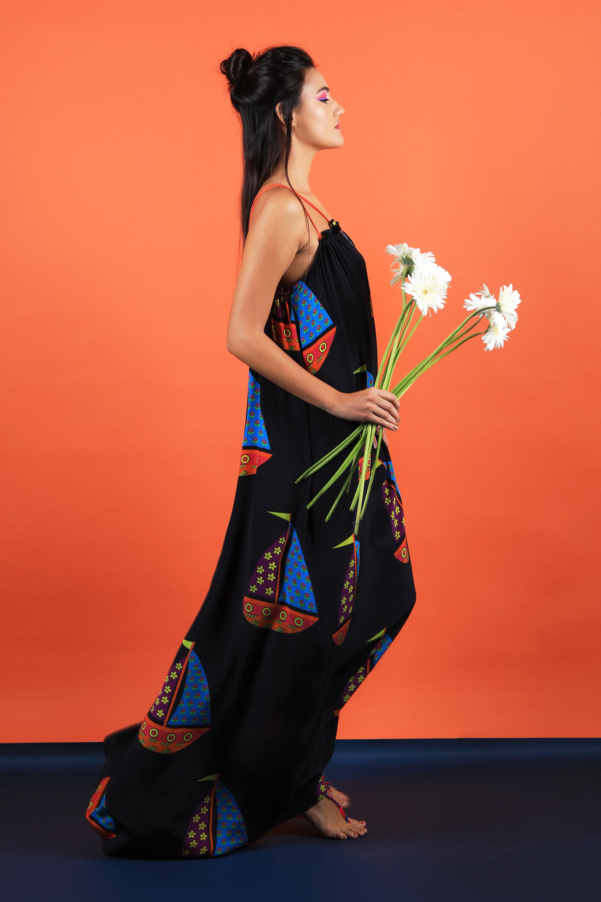 Strappy Boat Print Dress