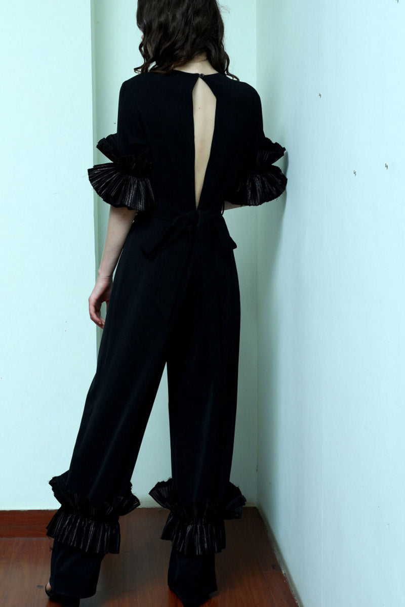 Bateau Split Neck Jumpsuit