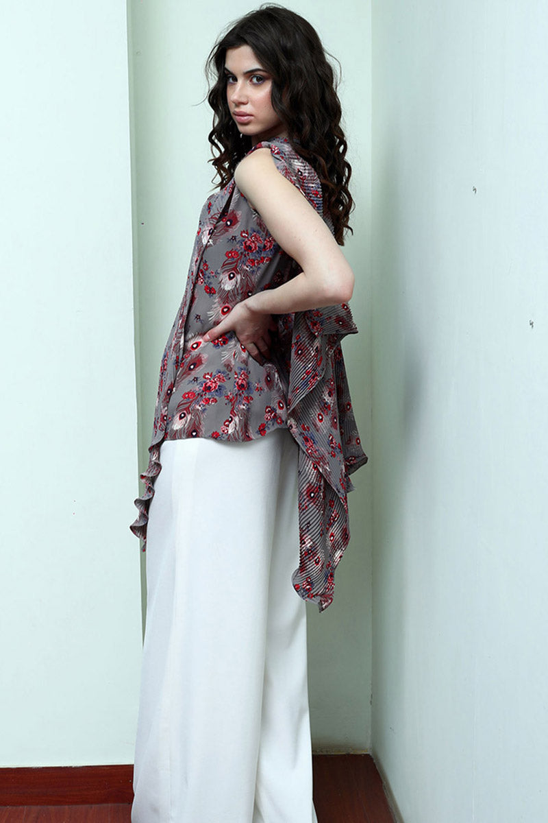 Cowl Neck Asymmetric Cape Top