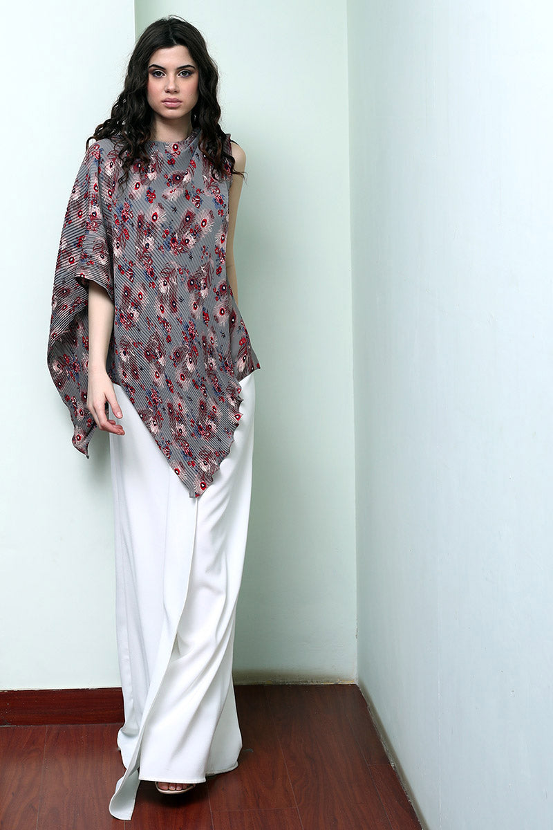 Cowl Neck Asymmetric Cape Top