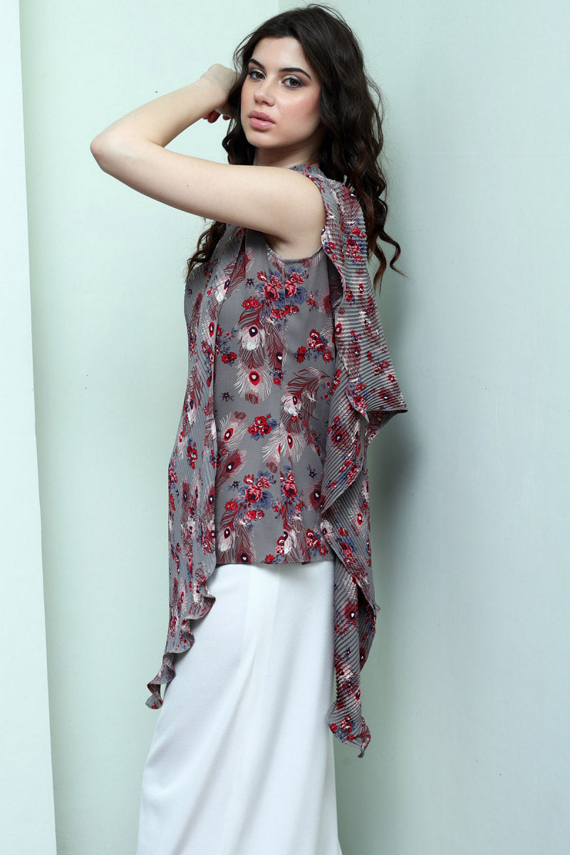 Cowl Neck Asymmetric Cape Top