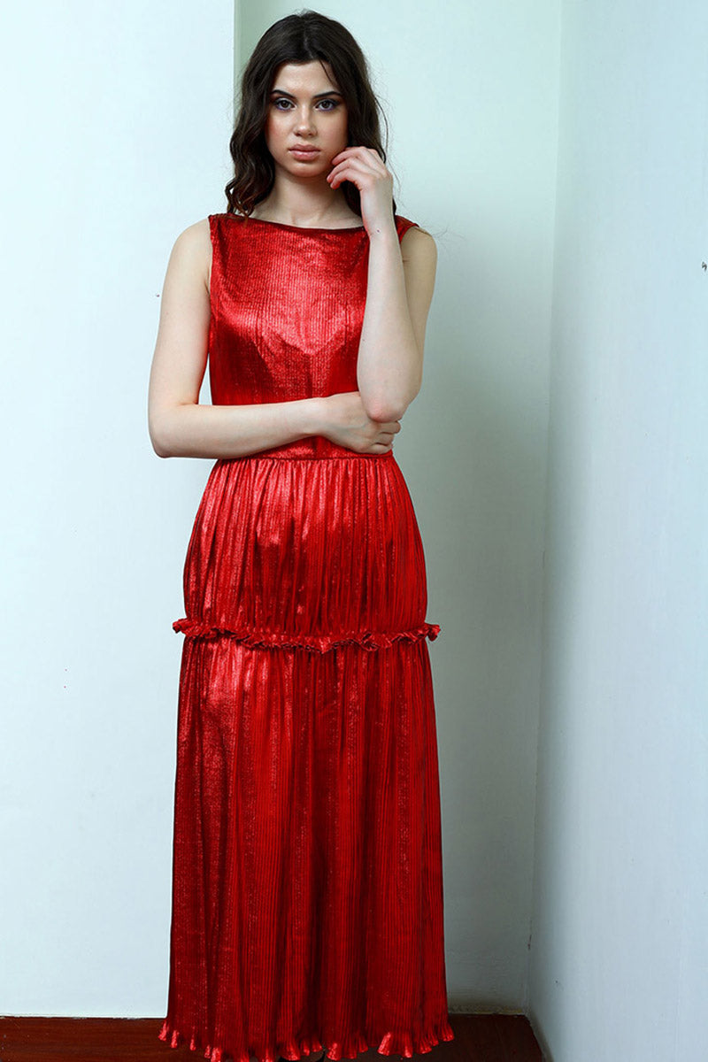 Low Waist Pleated Fit & Flared Dress