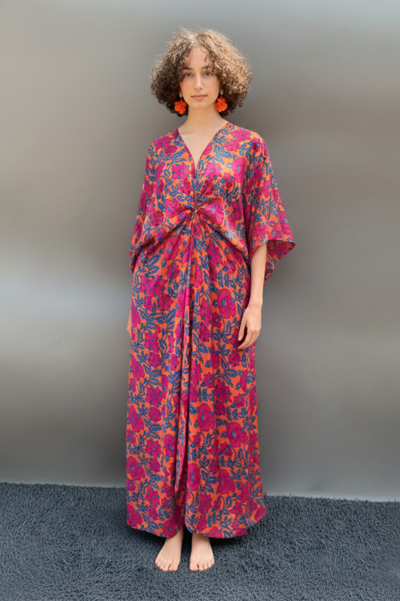 V Neck No Armhole Knotted Maxi Dress with Slit