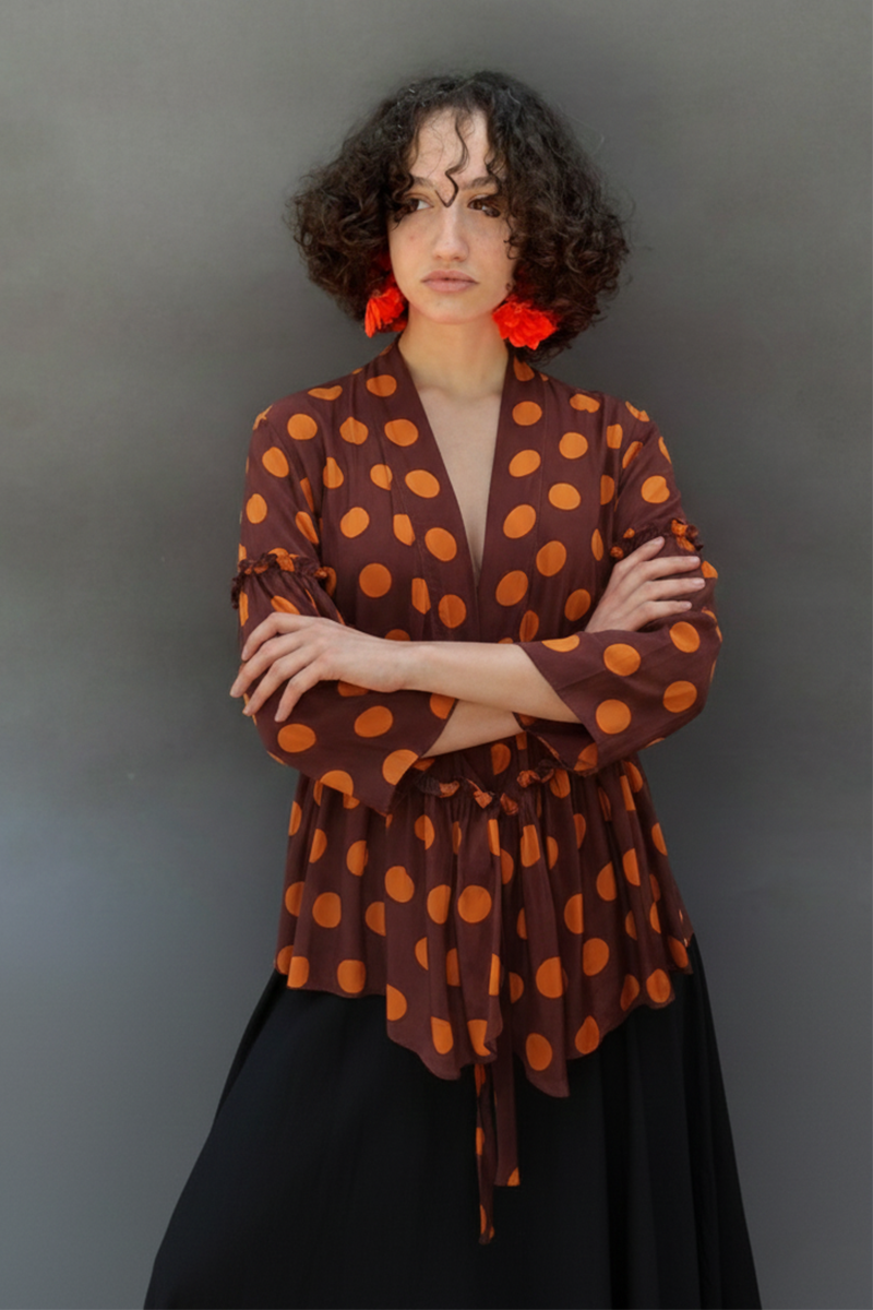 Wrap Up Top With Ruffled Hem