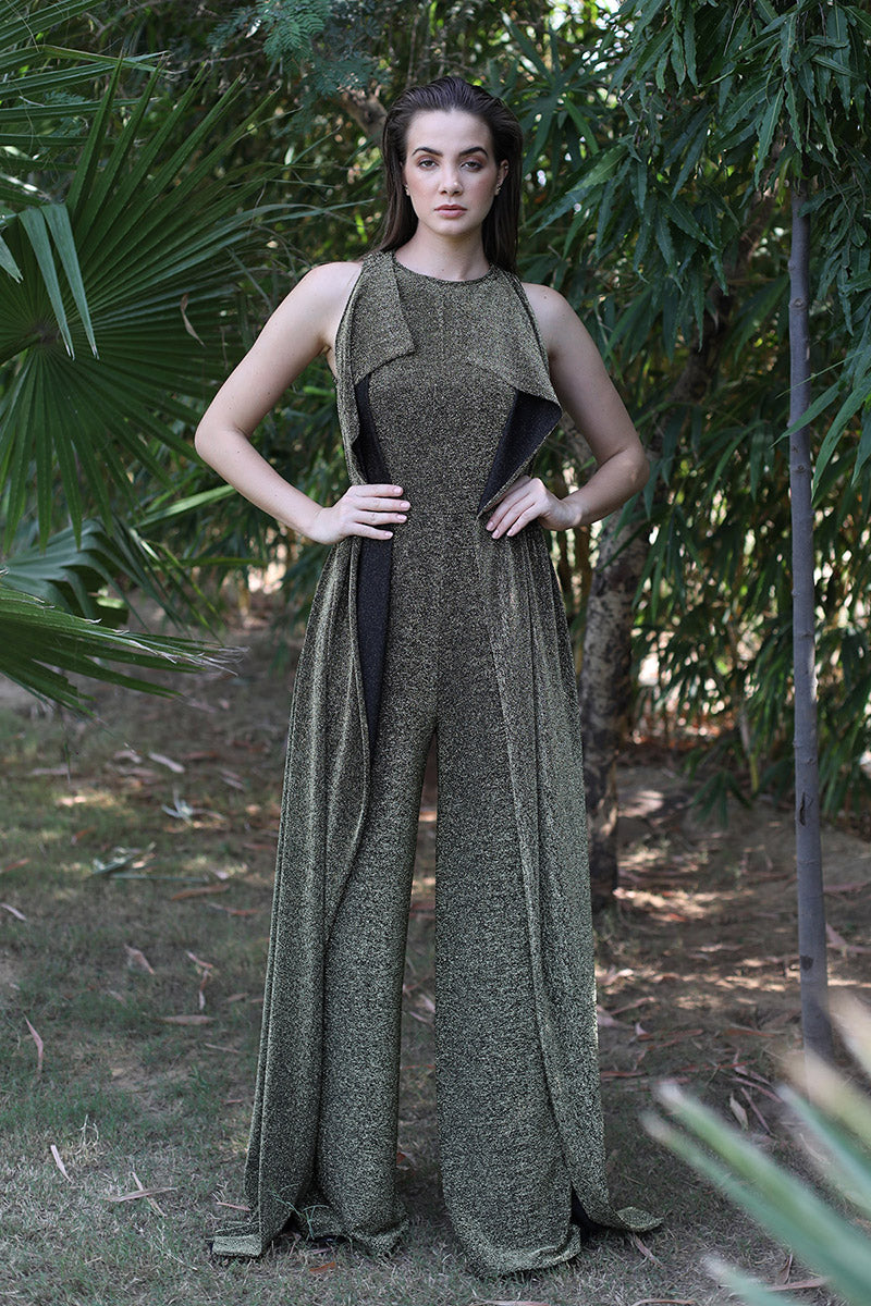 Metallic Jumpsuit with Drapes