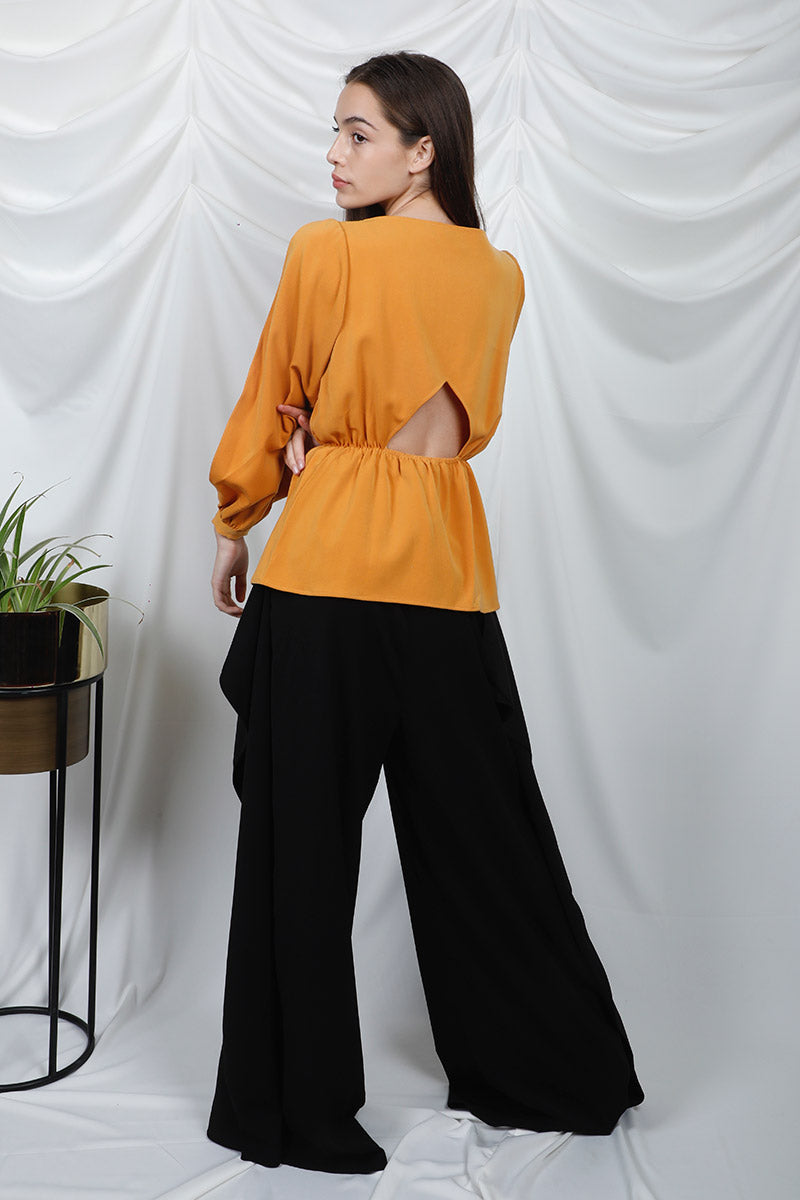 Slit Sleeve Cut Out Top