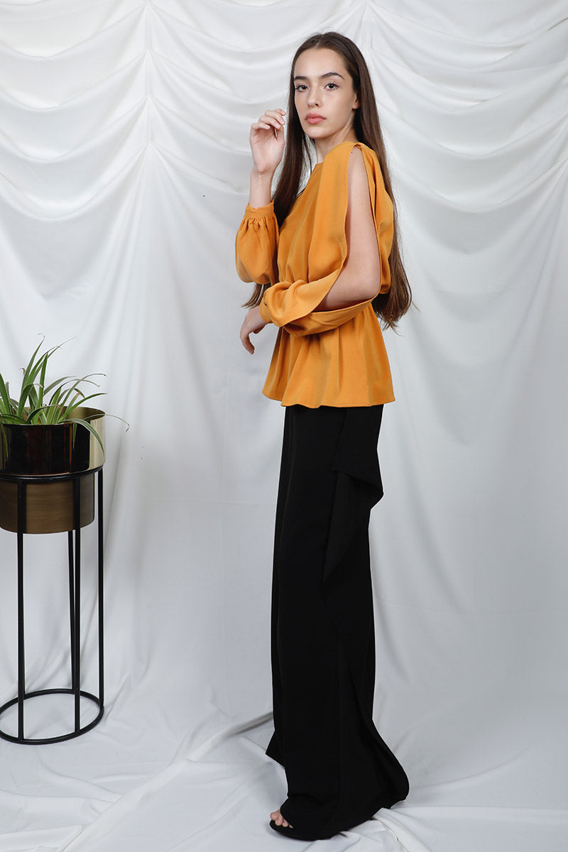 Slit Sleeve Cut Out Top