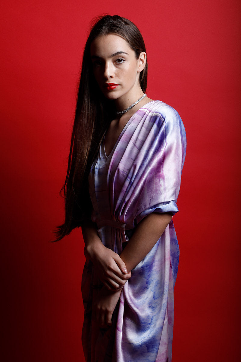 V Neck Gathered Kaftan