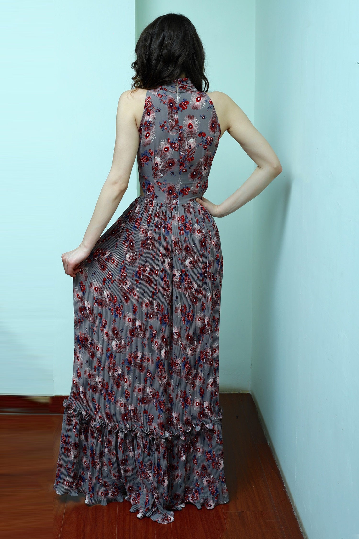 Halter Neck Retro Flared Gown