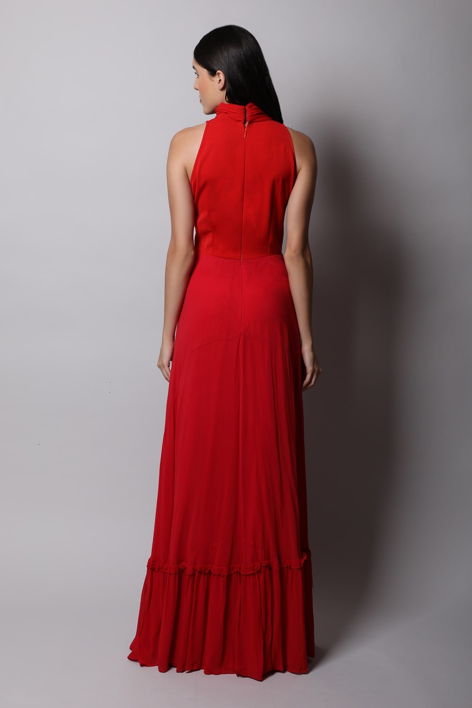 Band Collar Fit & Flared Maxi