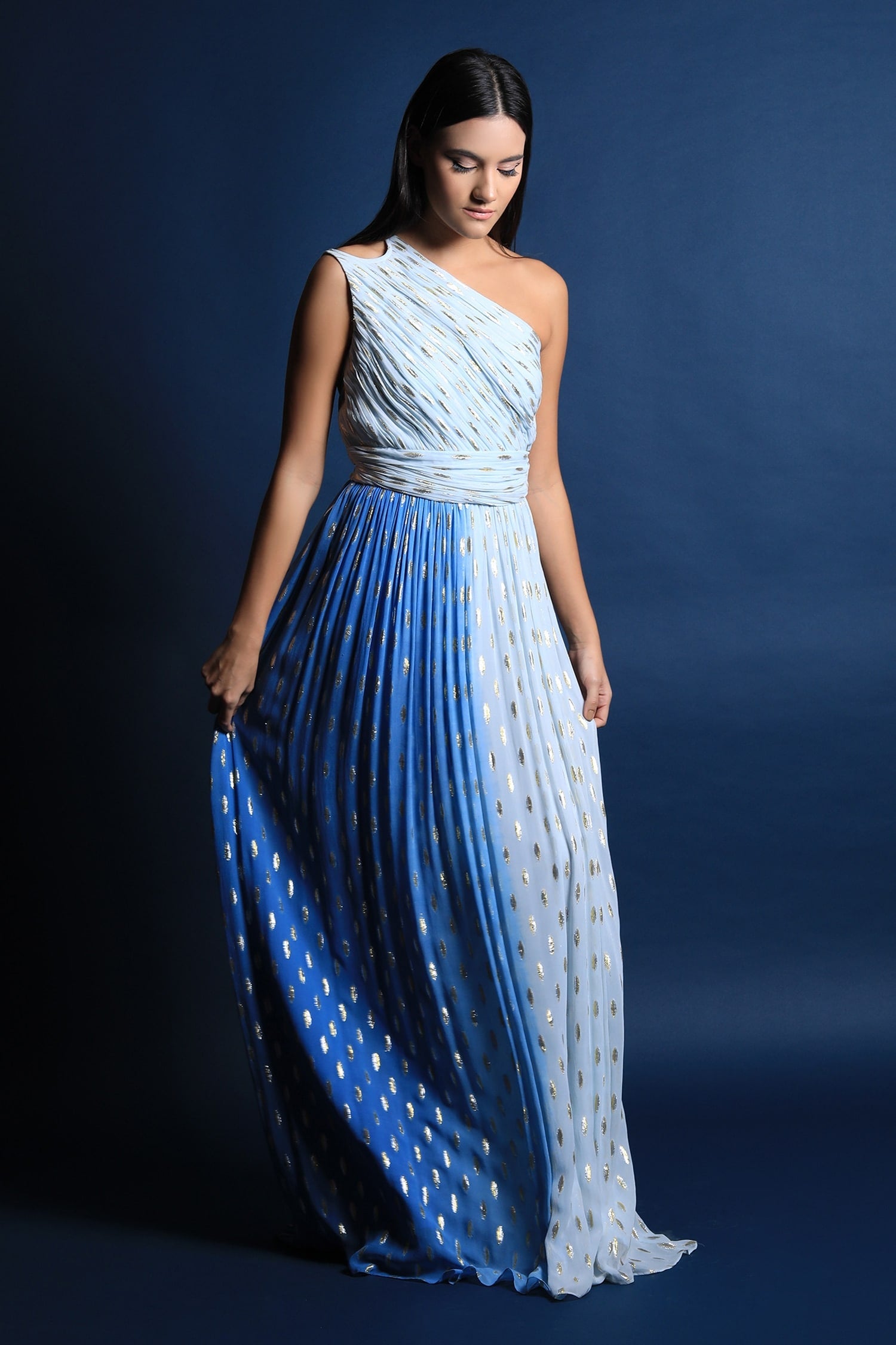 One Shoulder Keyhole Detail Gown