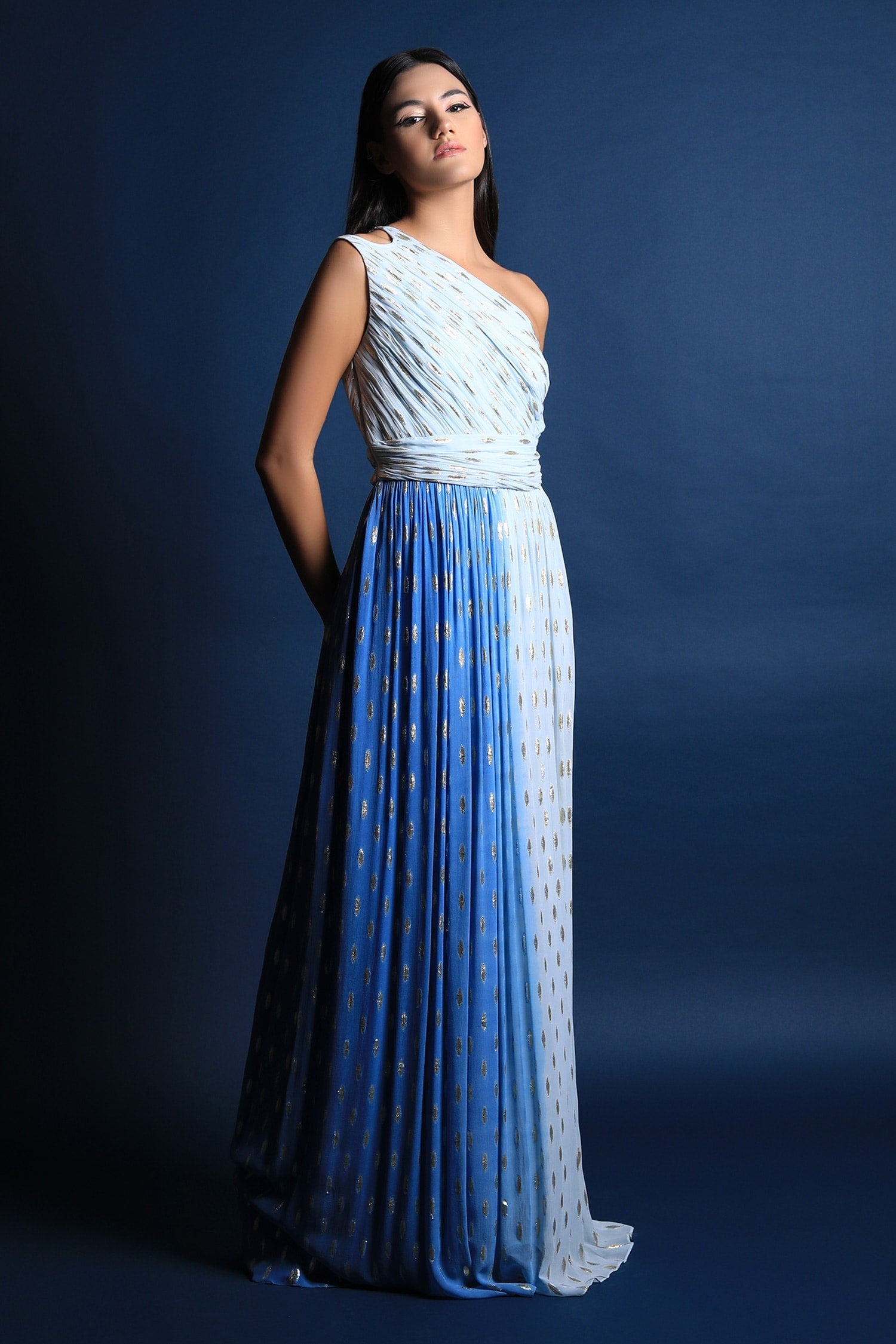 One Shoulder Keyhole Detail Gown