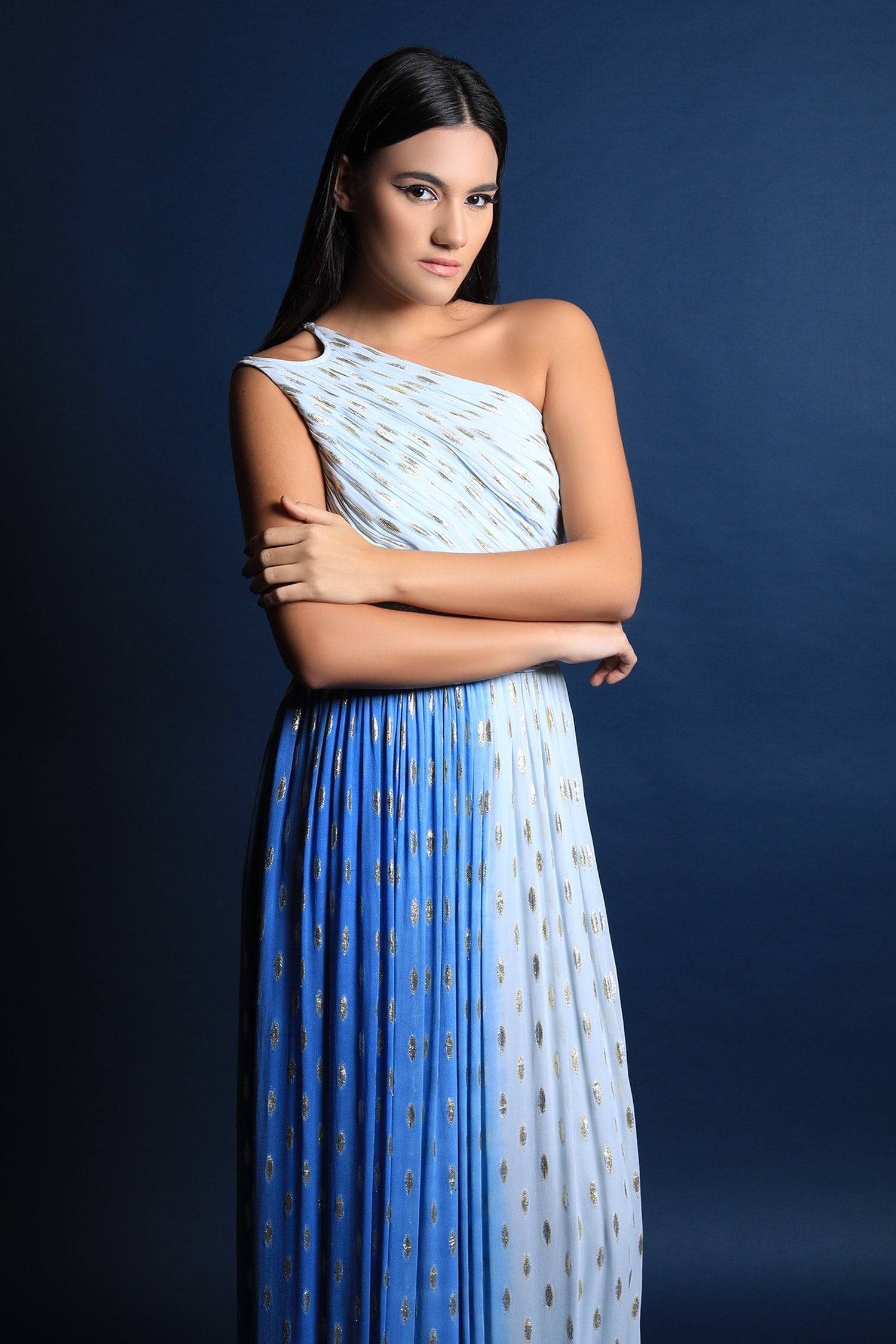 One Shoulder Keyhole Detail Gown