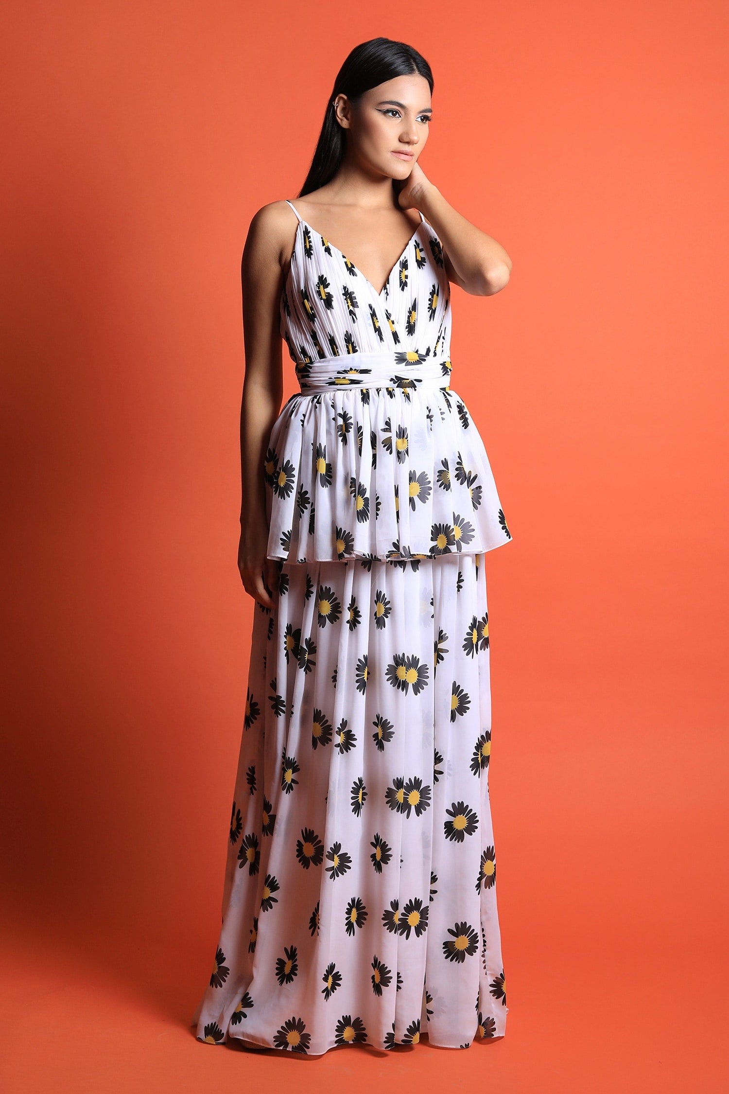 Strappy Maxi With Long Peplum