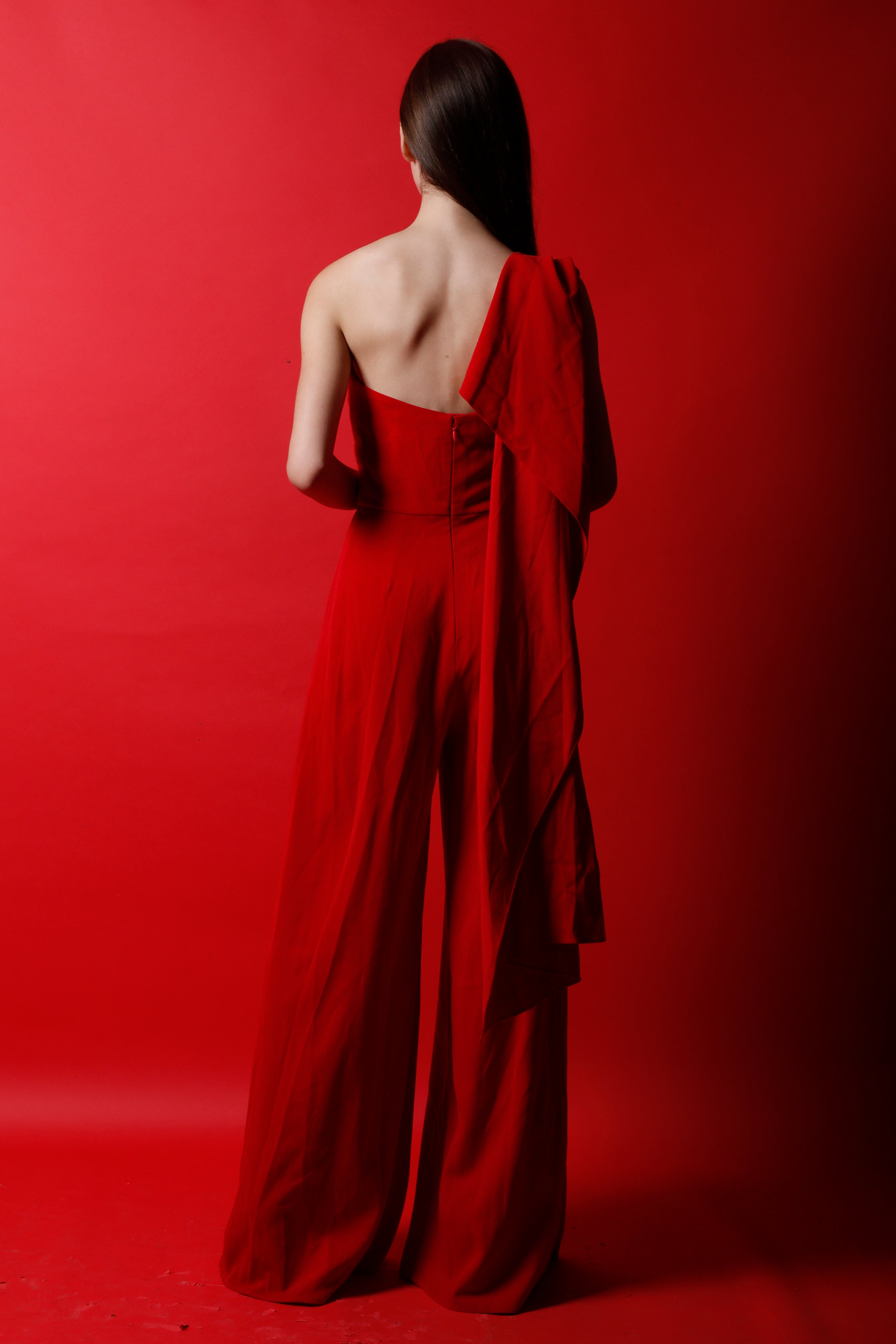 Corset Jumpsuit with Drape
