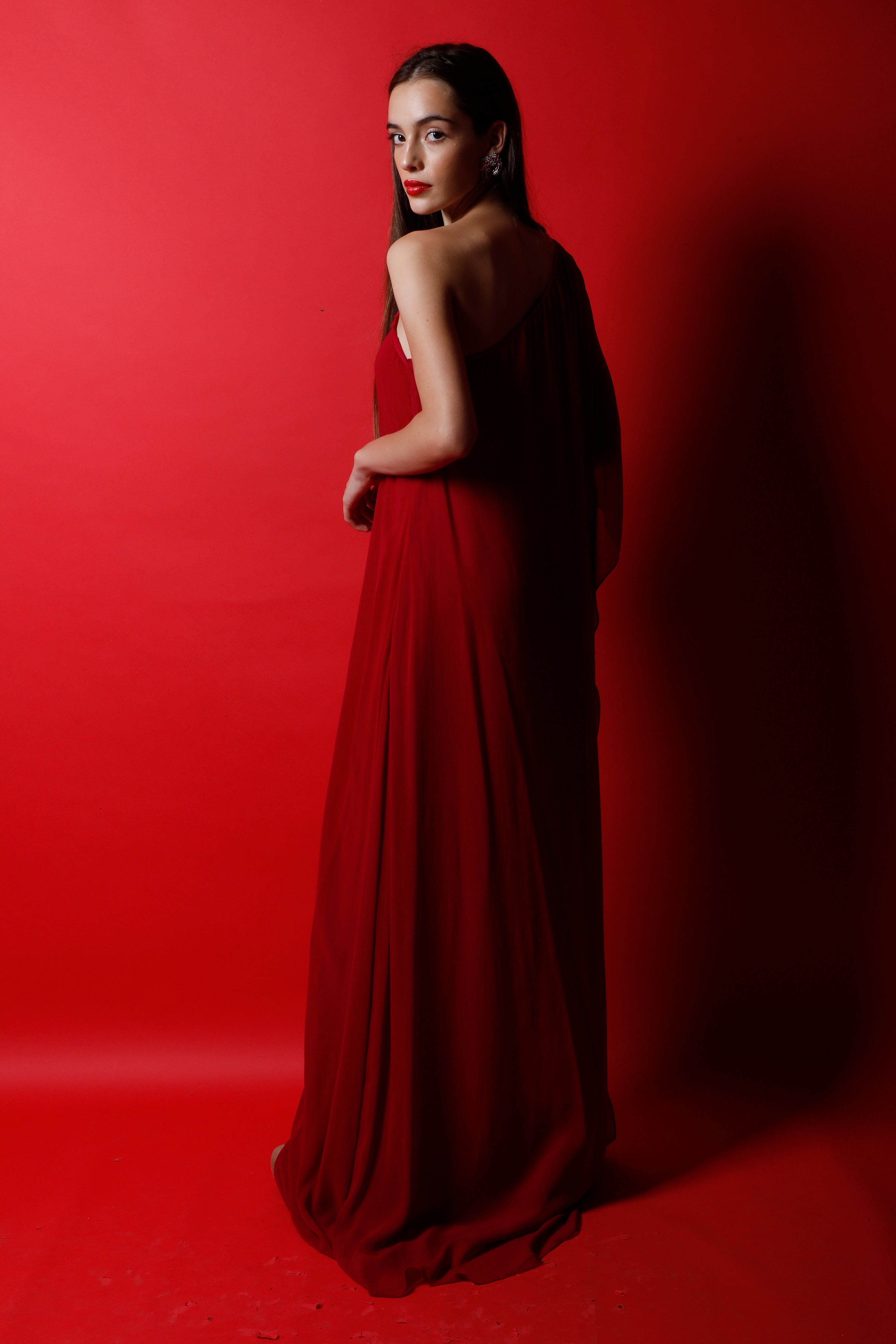 One Shoulder Kaftan Gown