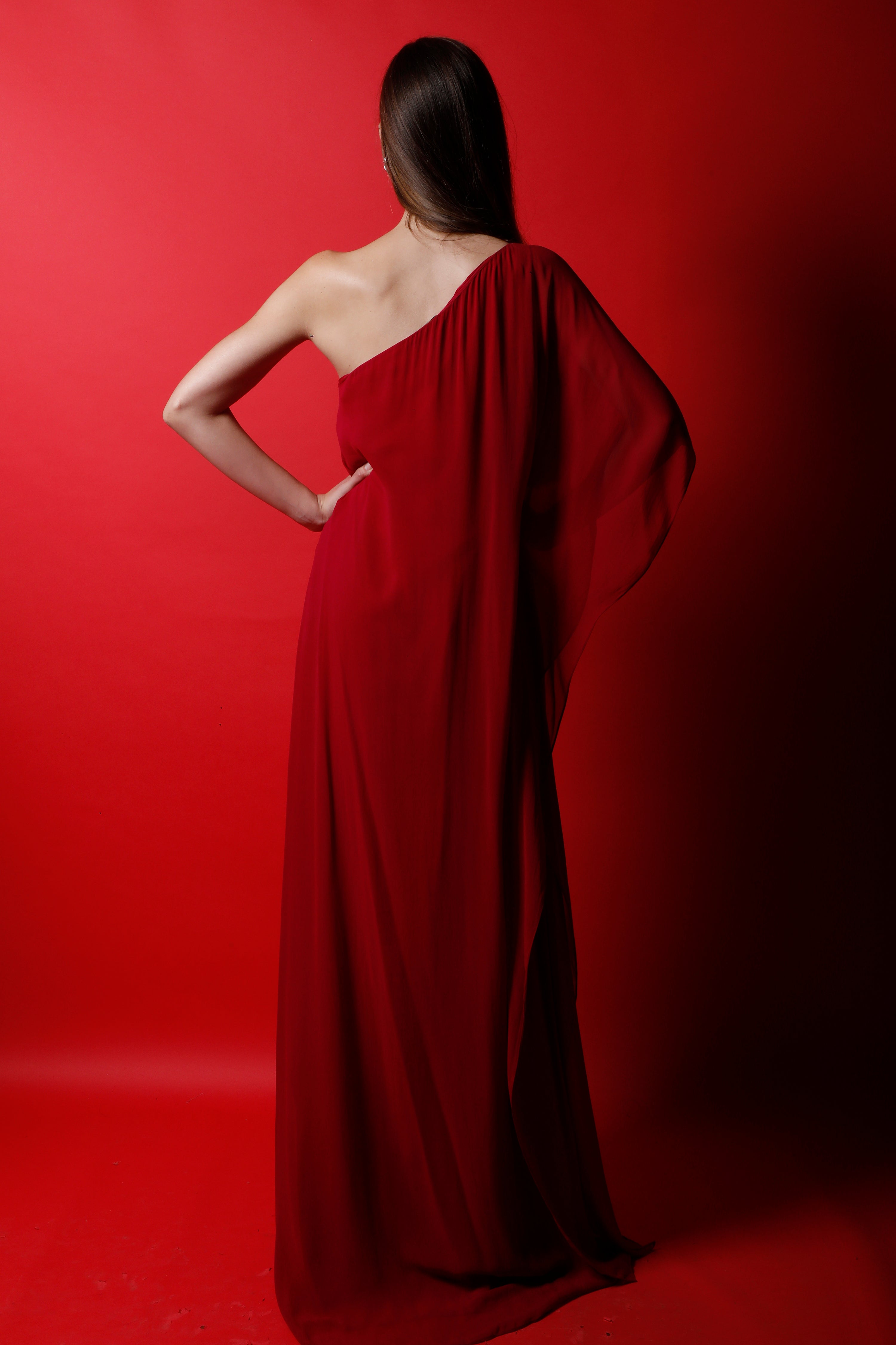 One Shoulder Kaftan Gown