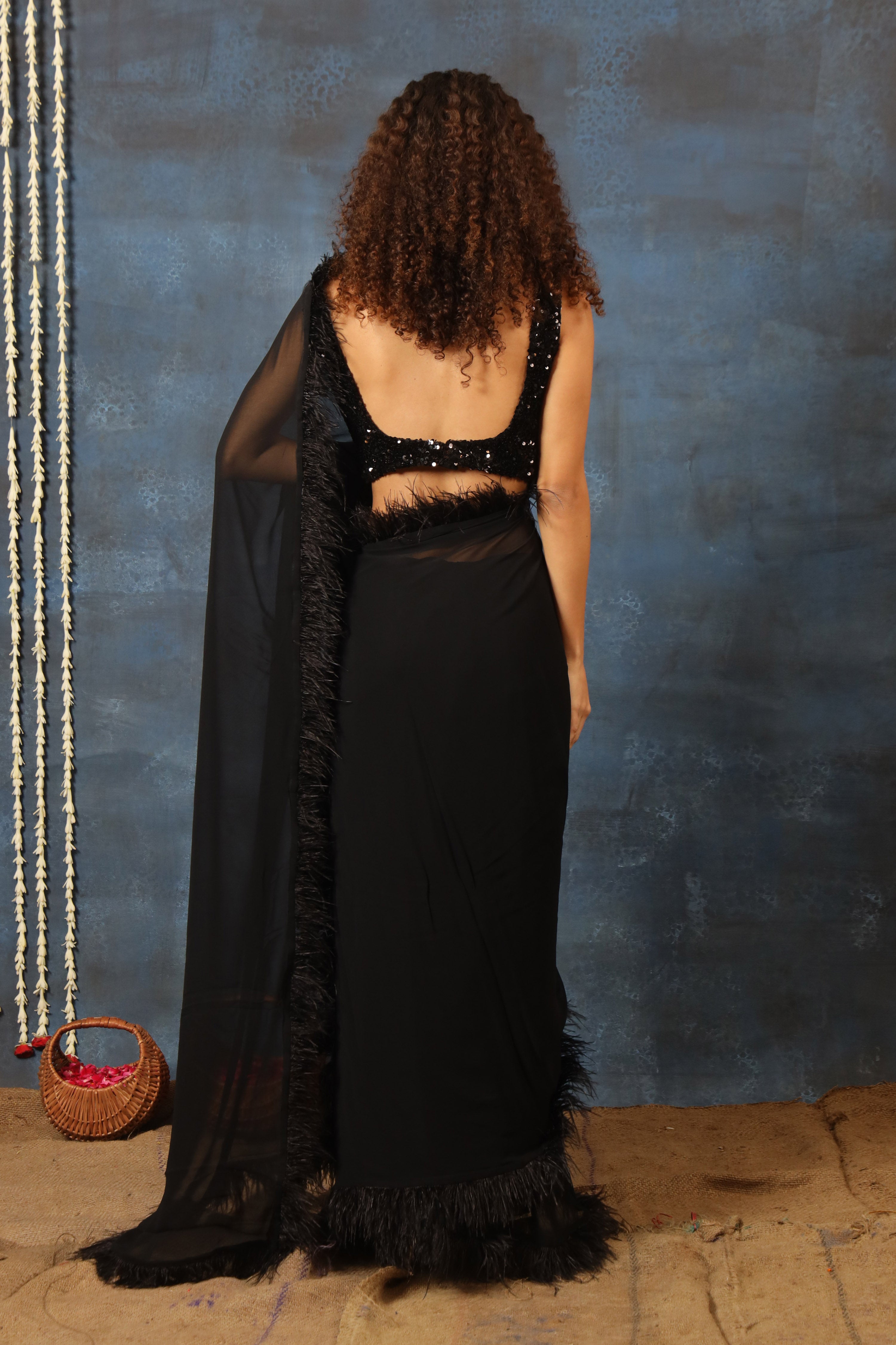 Saree With Feathers