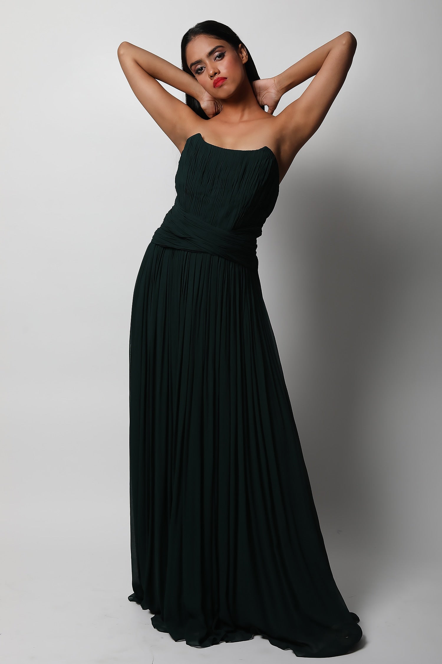 Corset Criss Cross Draped Gown