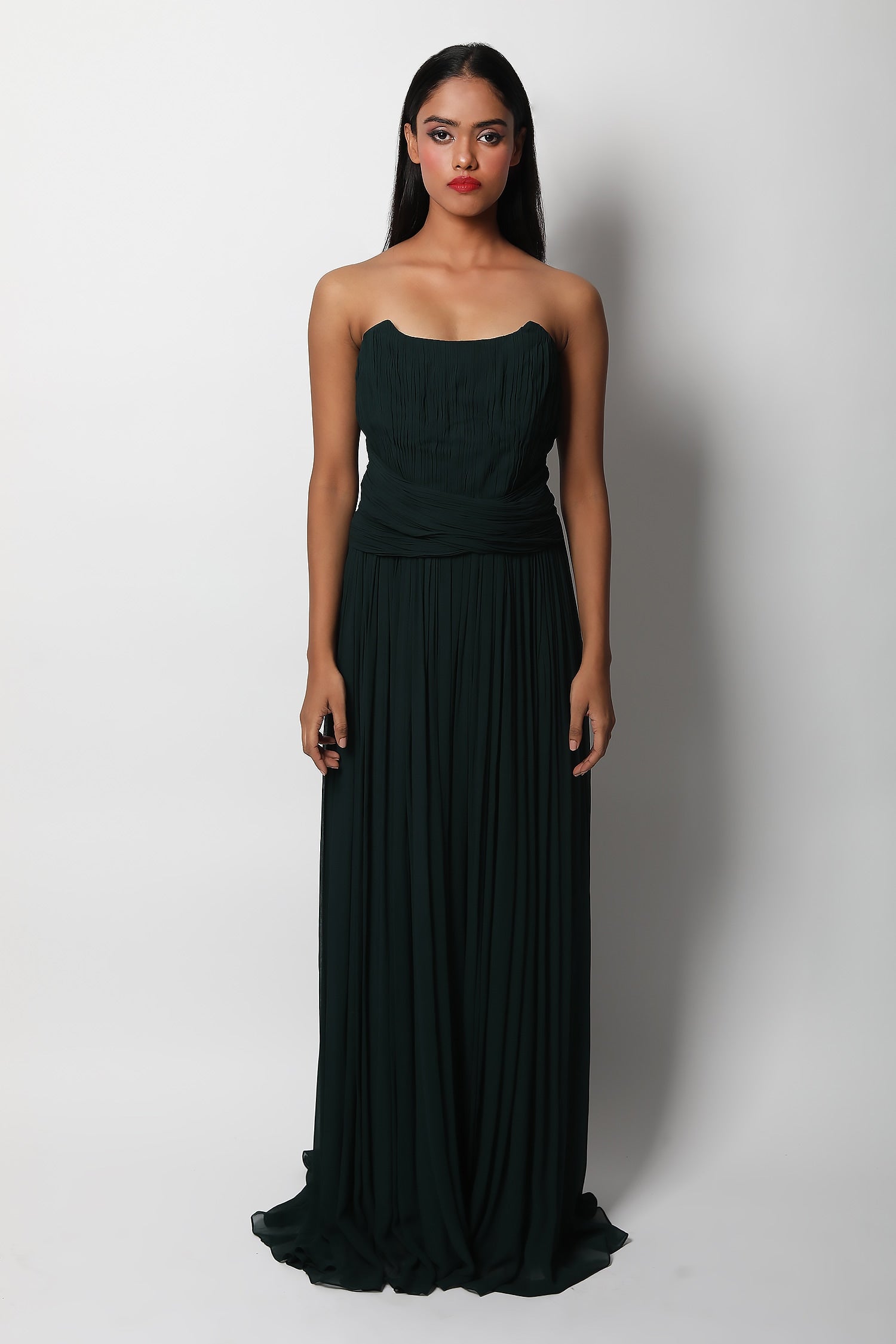 Corset Criss Cross Draped Gown