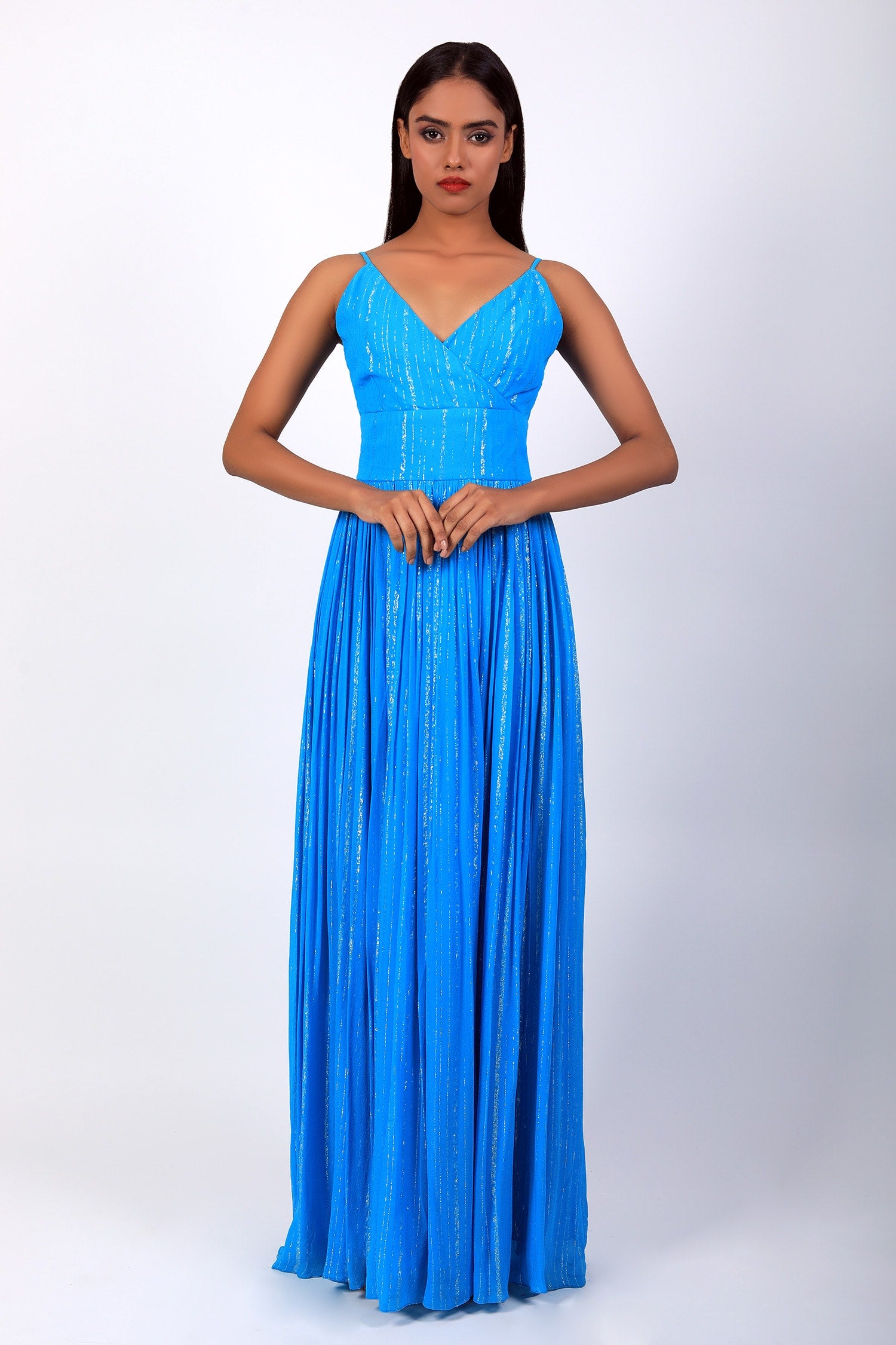 Strappy V Neck Maxi Gown