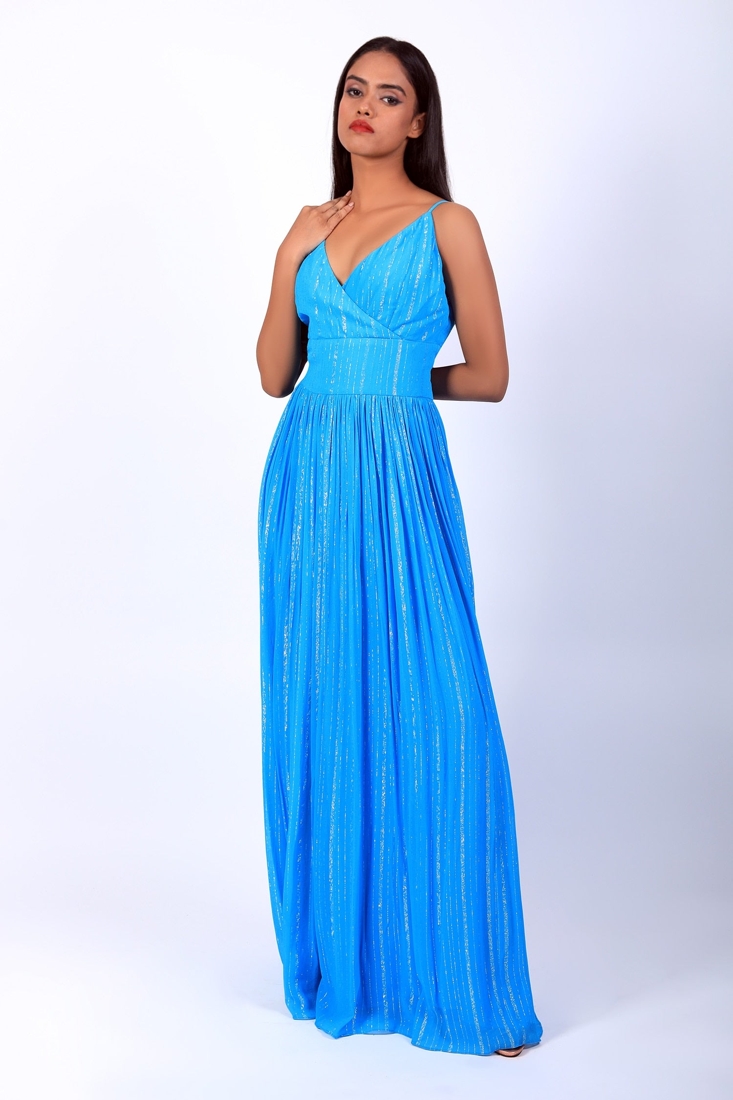 Strappy V Neck Maxi Gown