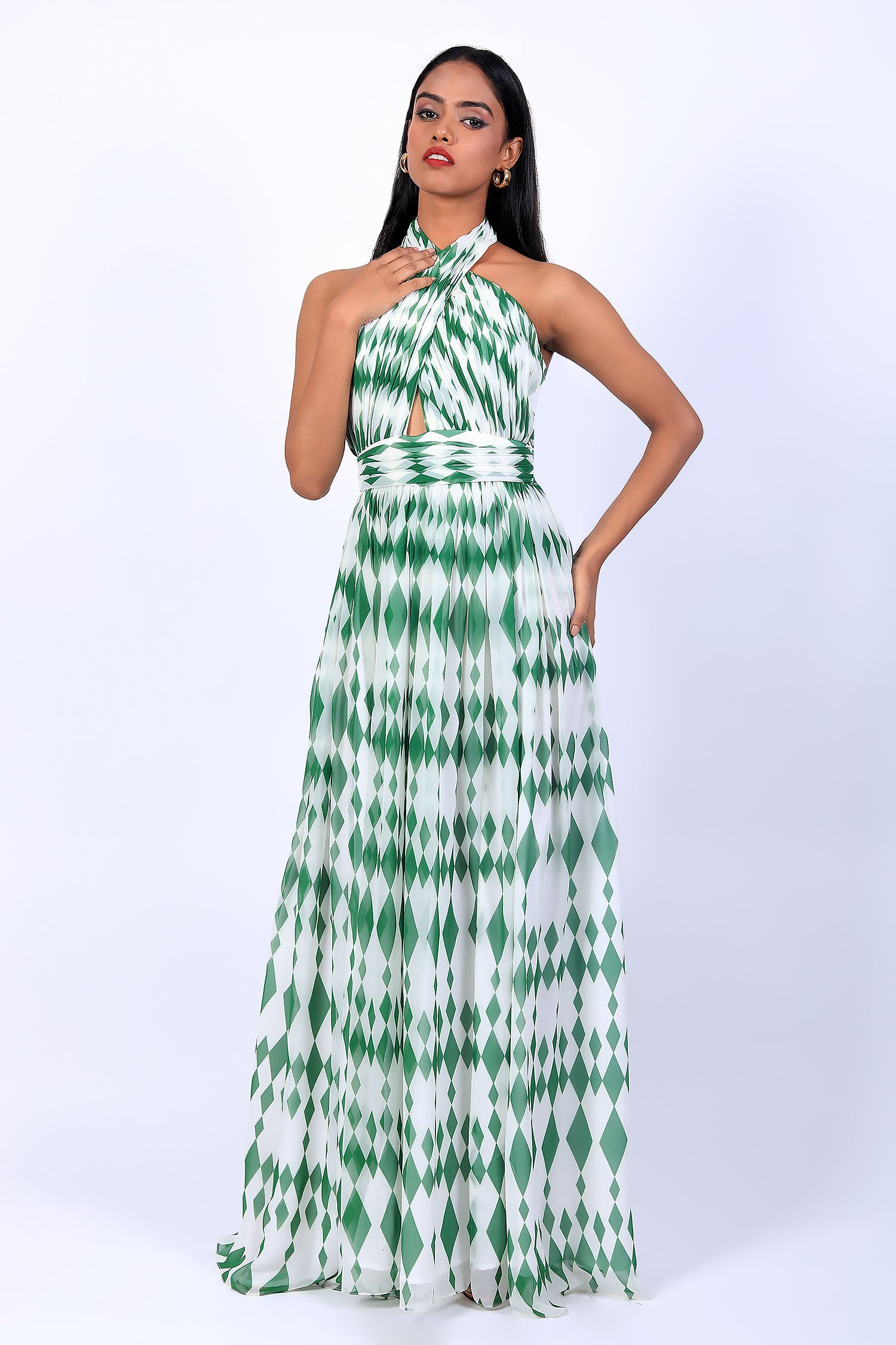 Criss Cross Drape Gown