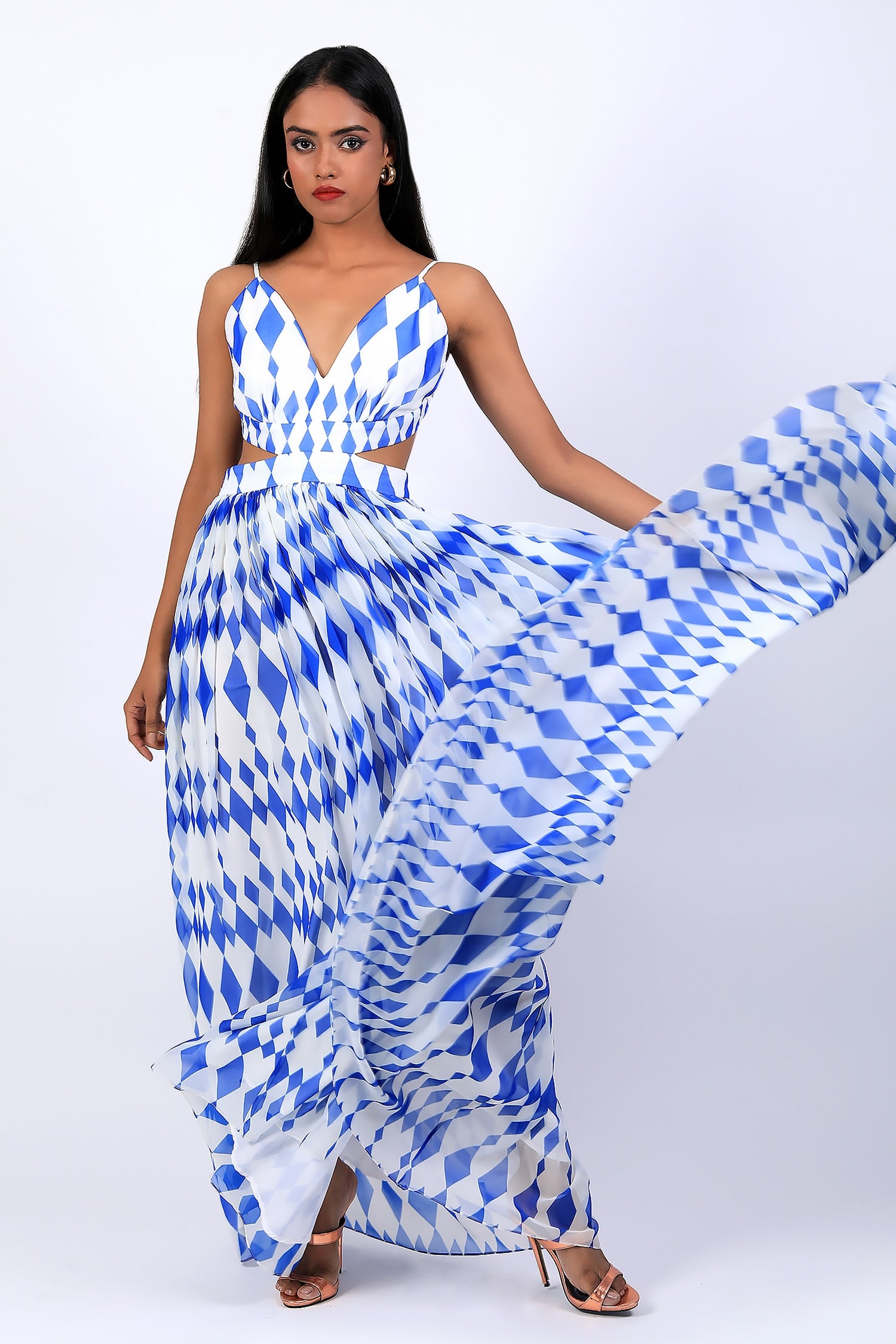 Strappy Cut Out Drape Gown