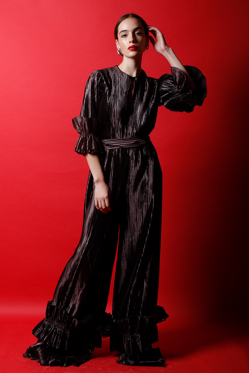 Jumpsuit With Fan Pleat Detailing
