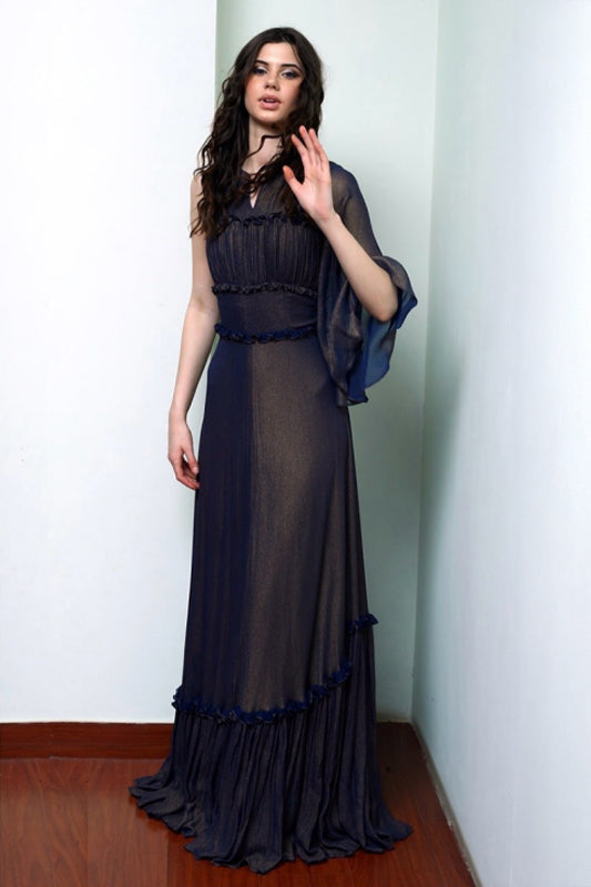 Gown With Curved Frill Hem