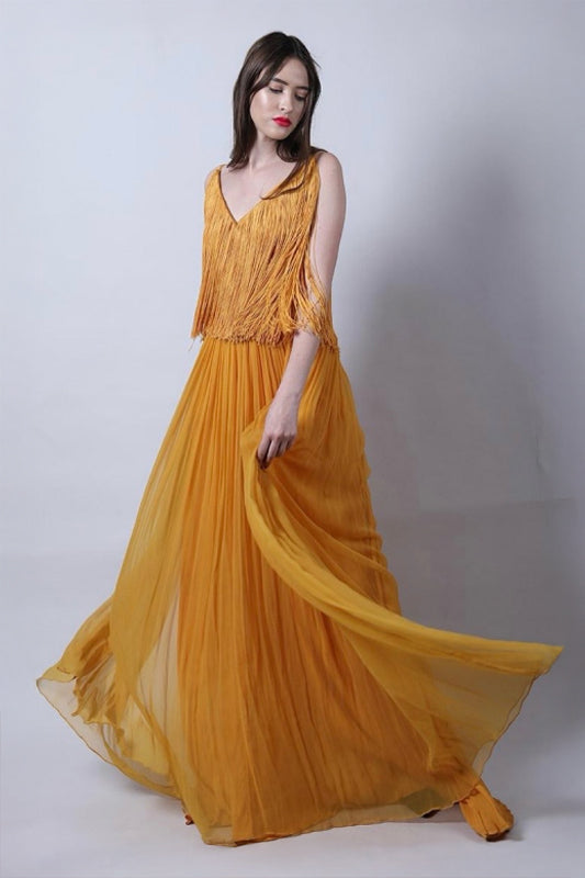 Strappy Gown With Fringes
