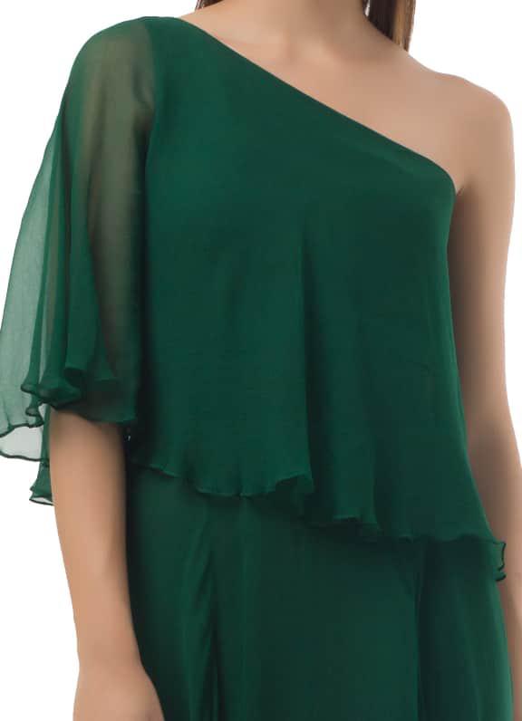 One Shoulder Cape Gown