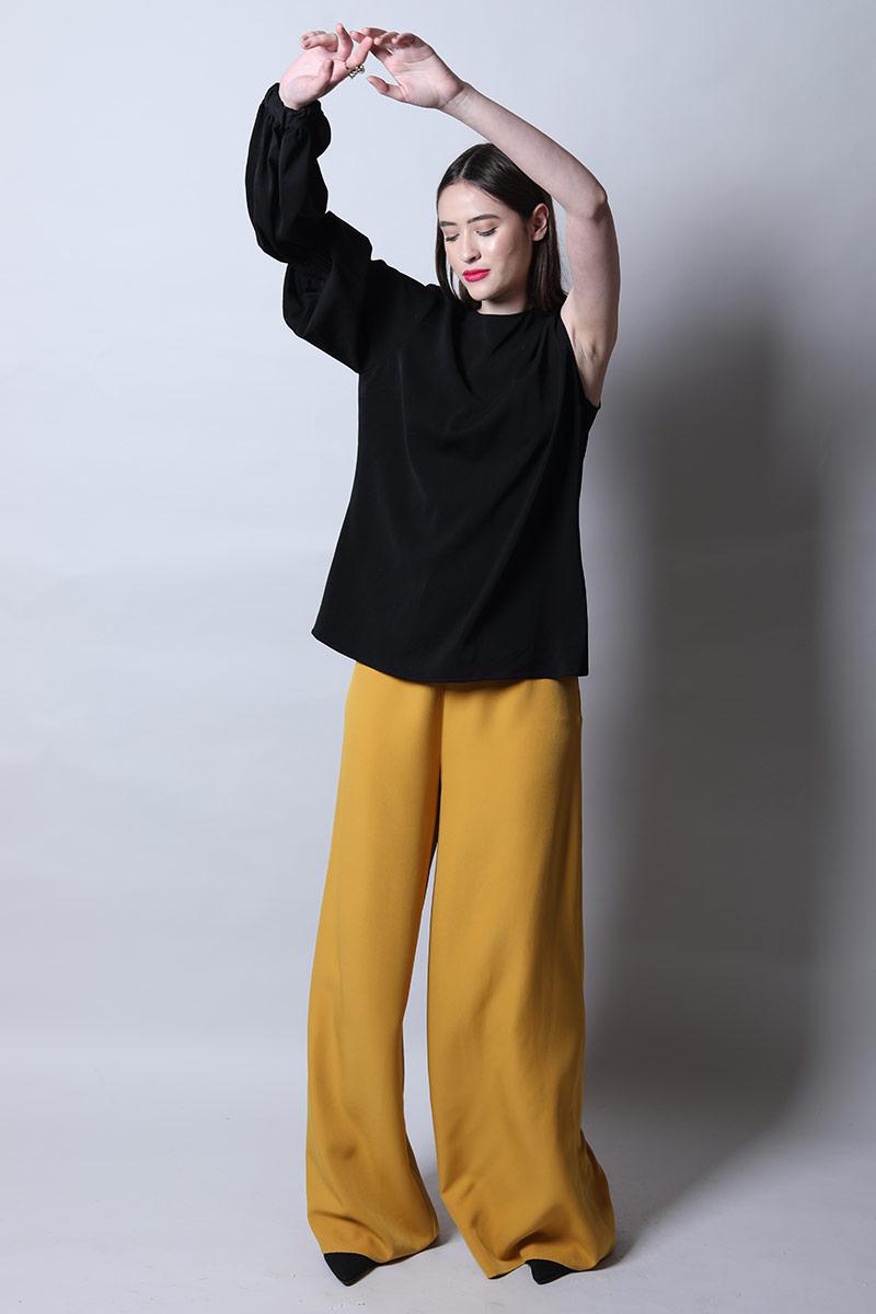 Shift Top With One Side Textured Sleeve