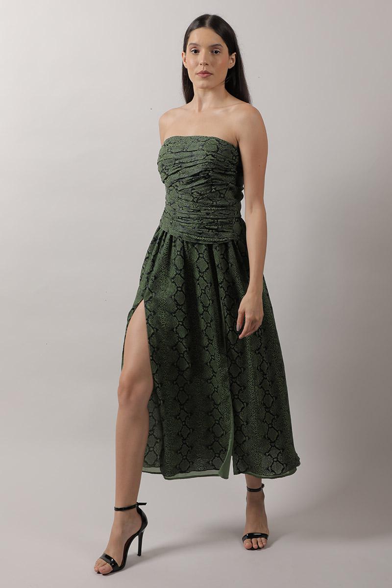 Tube Snake Skin Print Dress With Slits