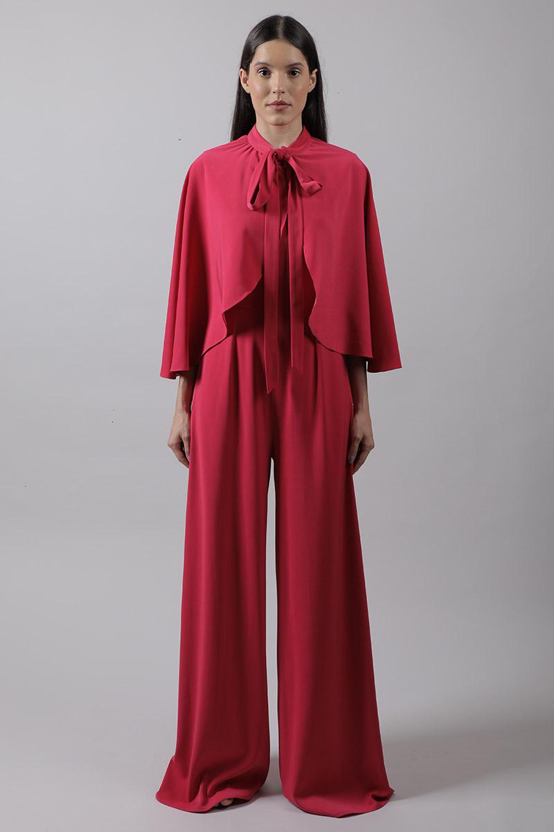Scarf Collar Cape Jumpsuit