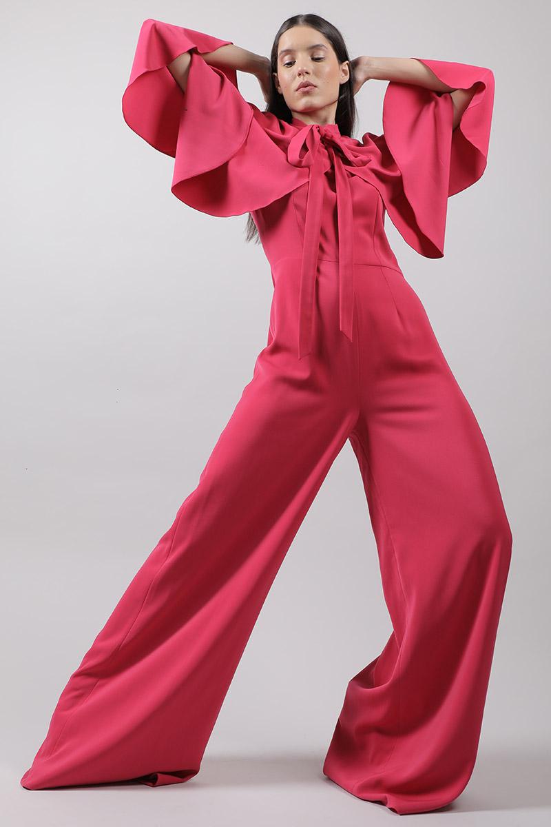 Scarf Collar Cape Jumpsuit