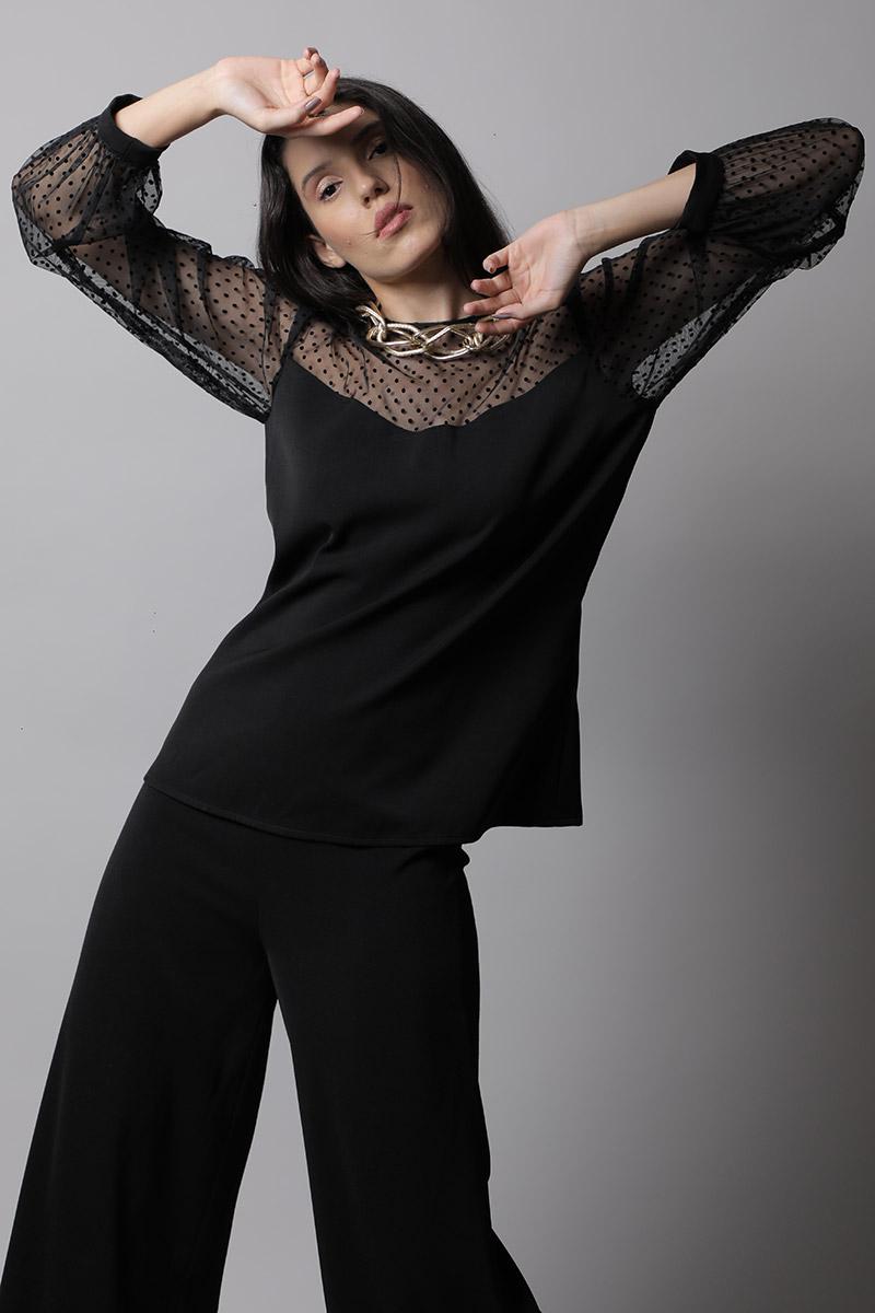Sheer Neck & Sleeves Top