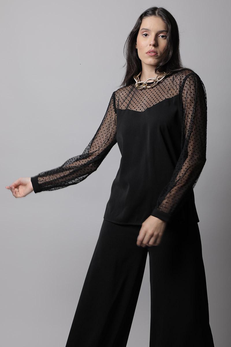 Sheer Neck & Sleeves Top
