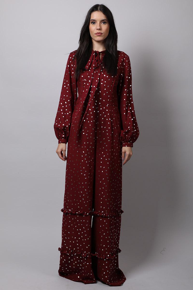 Scarf Collar Jumpsuit